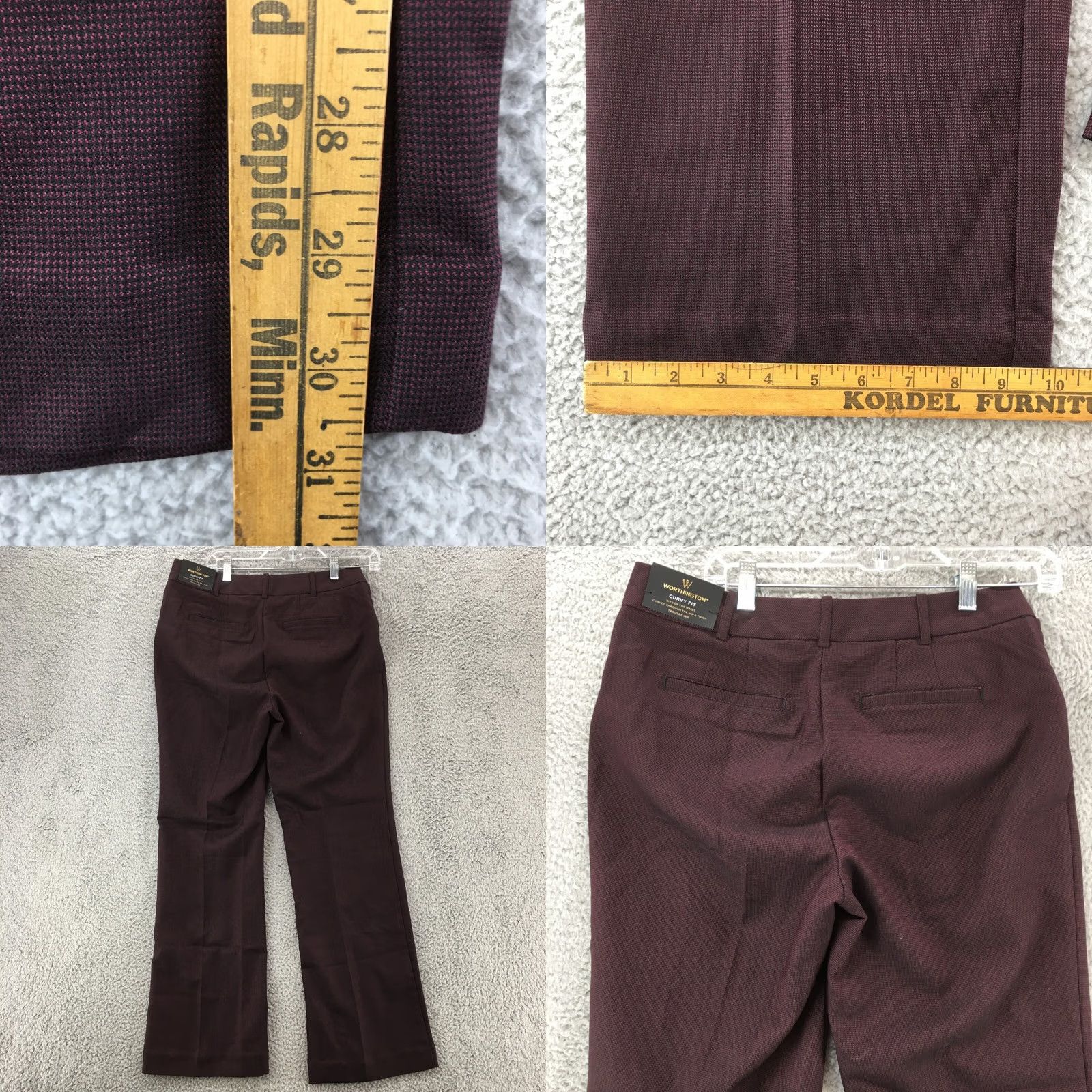 Worthington Worthington Curvy Fit Wide-Leg Trouser Dress Pants Womens 6S Purple Zip Fly NEW Shirt Pants Womens Purple 6 Wide Leg Inseam 30.5in Size 28" / US 6 / IT 42 - 8 Thumbnail