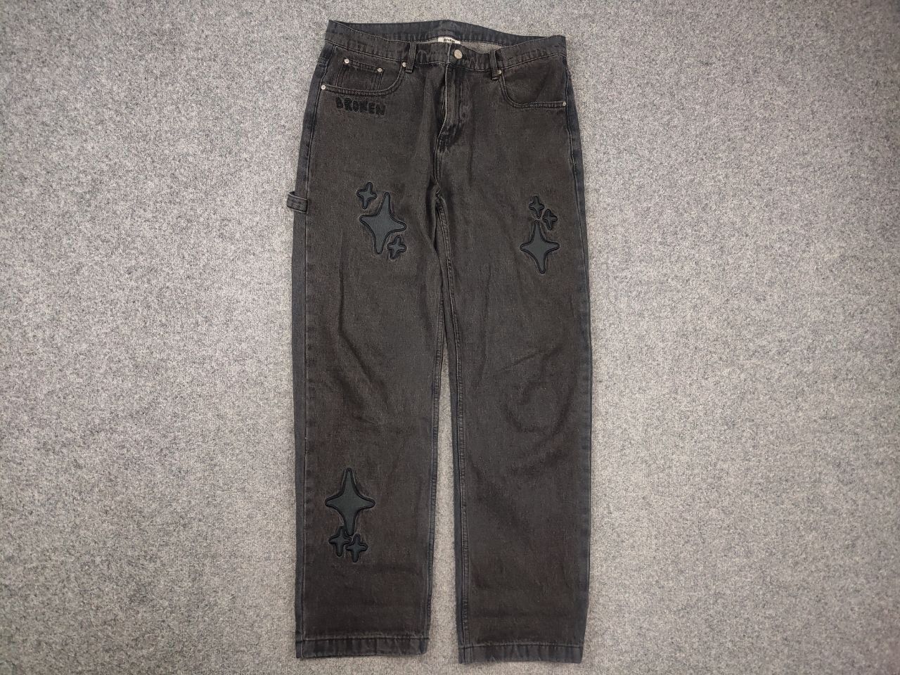 Broken Planet Broken Planet Market carpenter Dark Gray Star Denim Jeans Size US 34 / EU 50 - 2 Thumbnail