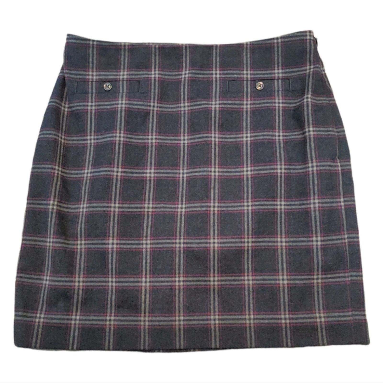 Banana Republic Preppy Banana Republic Gray Red Plaid Mini Skirt Size 2 Size 26" / US 2 / IT 38 - 1 Thumbnail