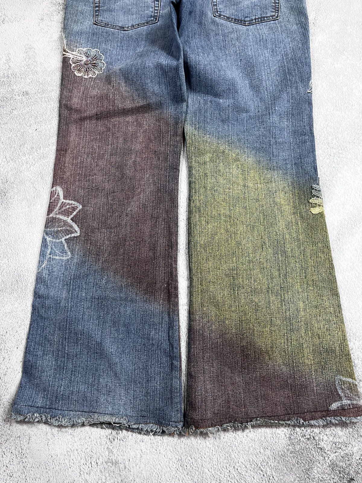 Japanese Brand × Vintage VintageY2K Flared low rise patchwork faded bootcut jeans Size 29" - 10 Thumbnail