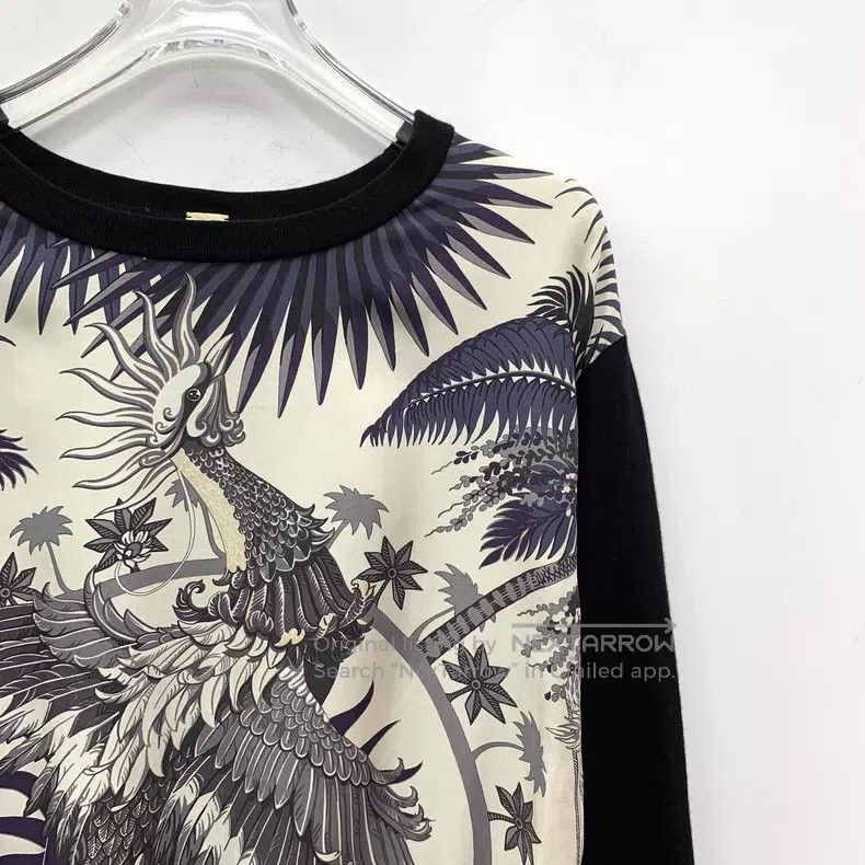 Hermes Hermes Black Real Silk Phoenix Pattern Wool Crewneck Long Size XS / US 0-2 / IT 36-38 - 3 Thumbnail