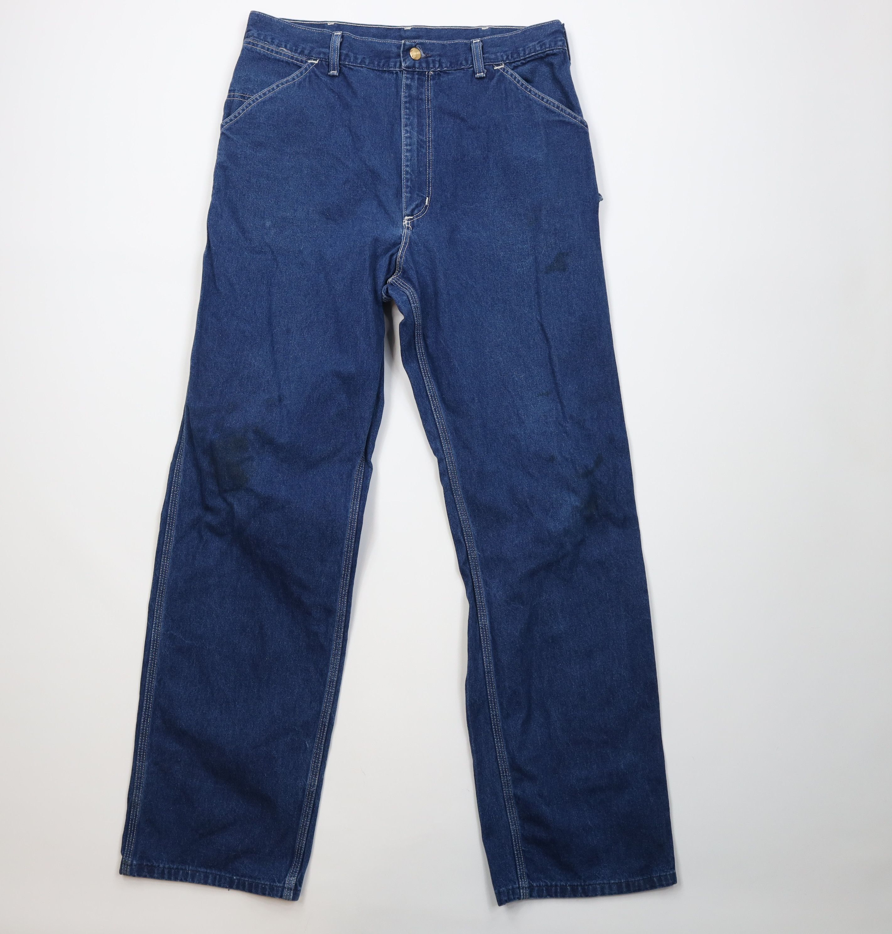 Carhartt Vintage 90s Carhartt Wide Leg Dungaree Denim Jeans Blue USA Size US 34 / EU 50 - 1 Thumbnail