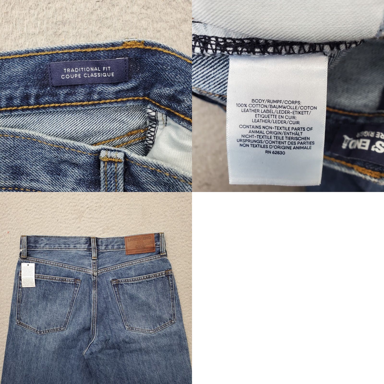 Lands' End Lands' End Jeans: Mens Size 30 Blue Denim Straight Leg 5-Pocket Regular Fit NWOT Size US 30 / EU 46 - 8 Thumbnail