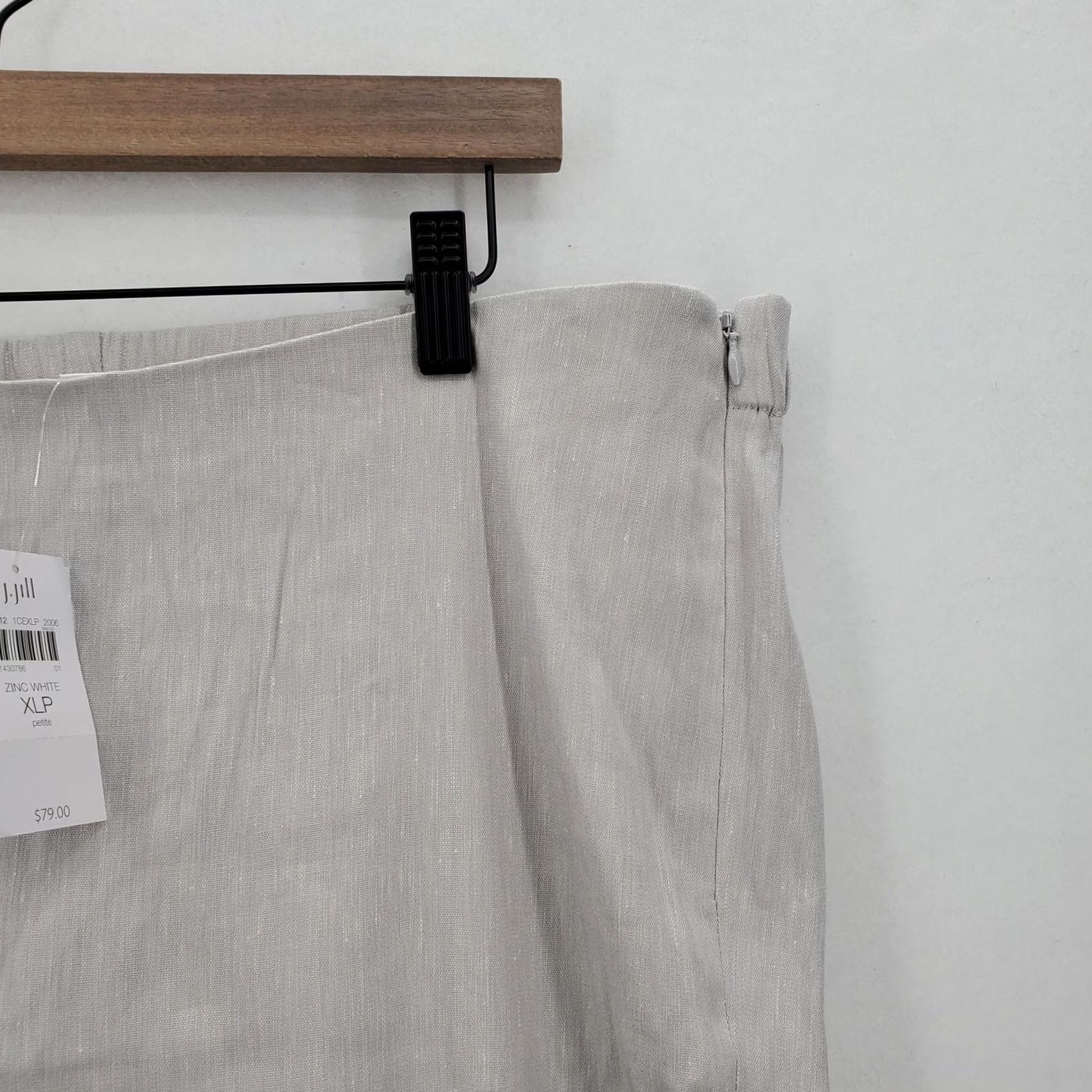 J. Jill J.Jill Pants Womens XL Petite Zinc White Linen Stretch Side Zip Ankle Button NWT Size 40" / US 18 - 3 Thumbnail