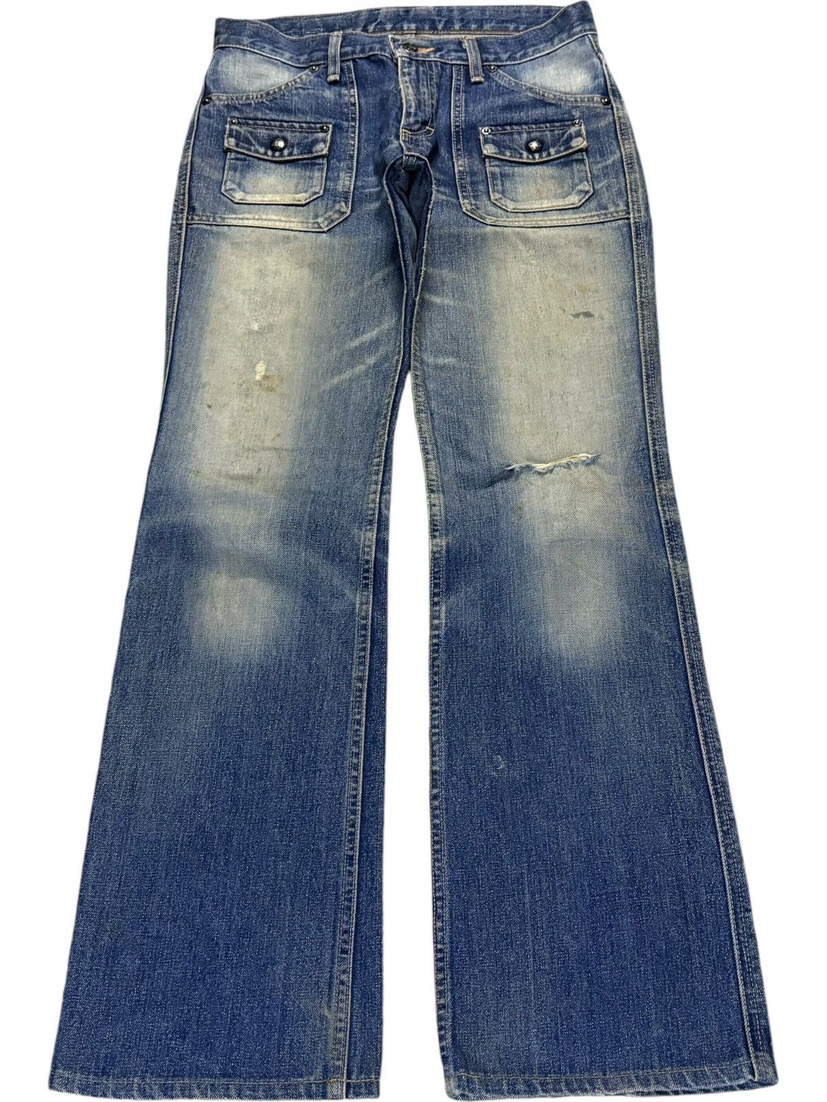 Vintage Japanese Lee Riders Mud Wash Bush Flare Jeans