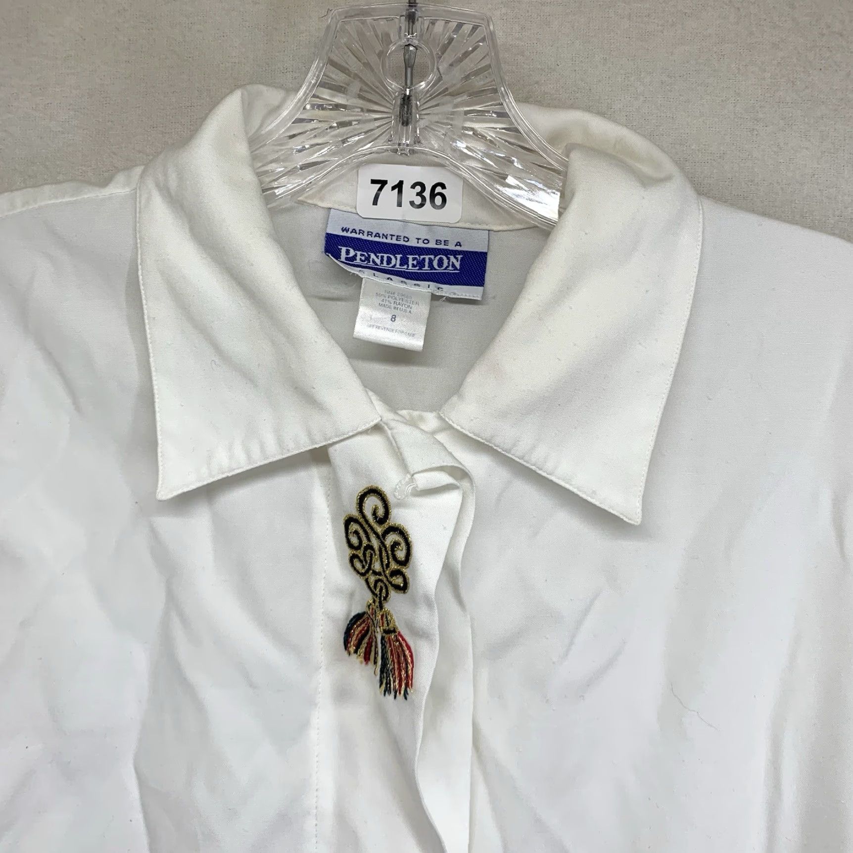 Pendleton VINTAGE Pendleton Shirt Button Up Collared Lightweight White USA Classic Size 8 Women's Size M / US 6-8 / IT 42-44 - 4 Thumbnail