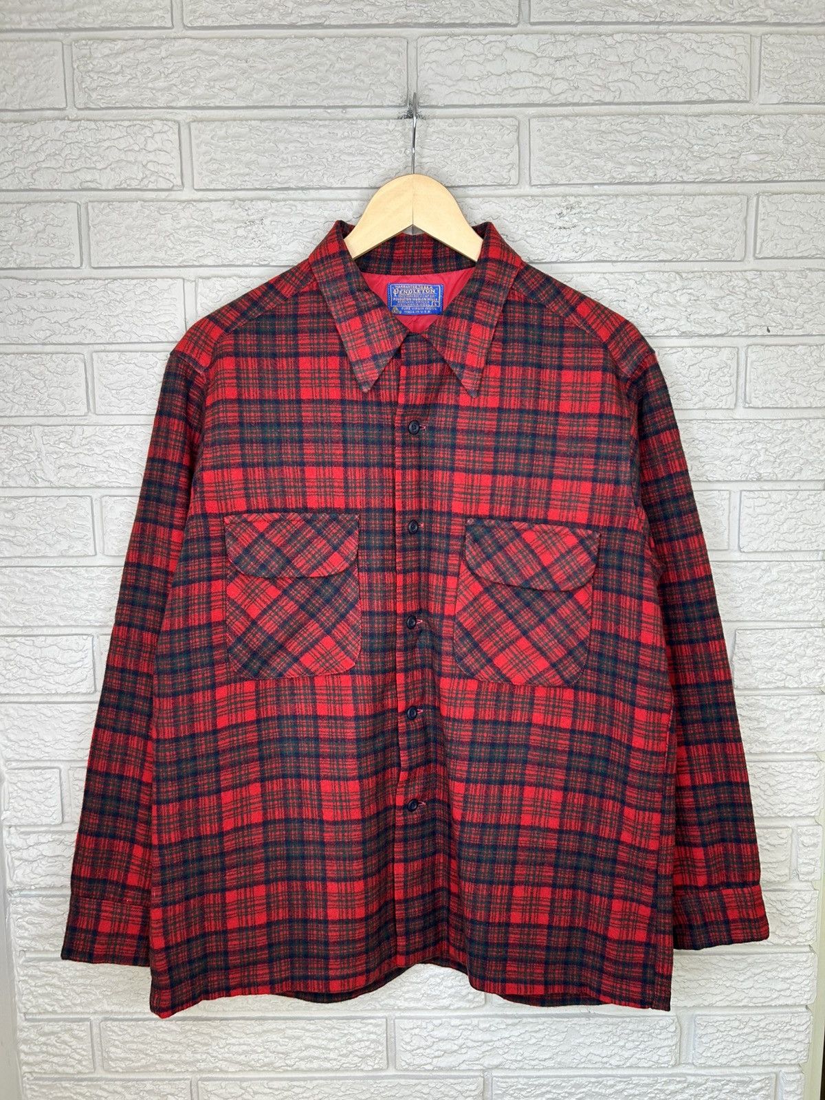 Pendleton Vintage 60s Pendleton Loop Collar Wool Board Shirt Size US L / EU 52-54 / 3 - 1 Thumbnail