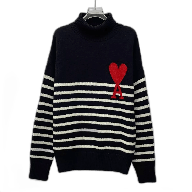 AMI Wool Turtleneck Sweater with Heart Design Size US S / EU 44-46 / 1 - 1 Thumbnail