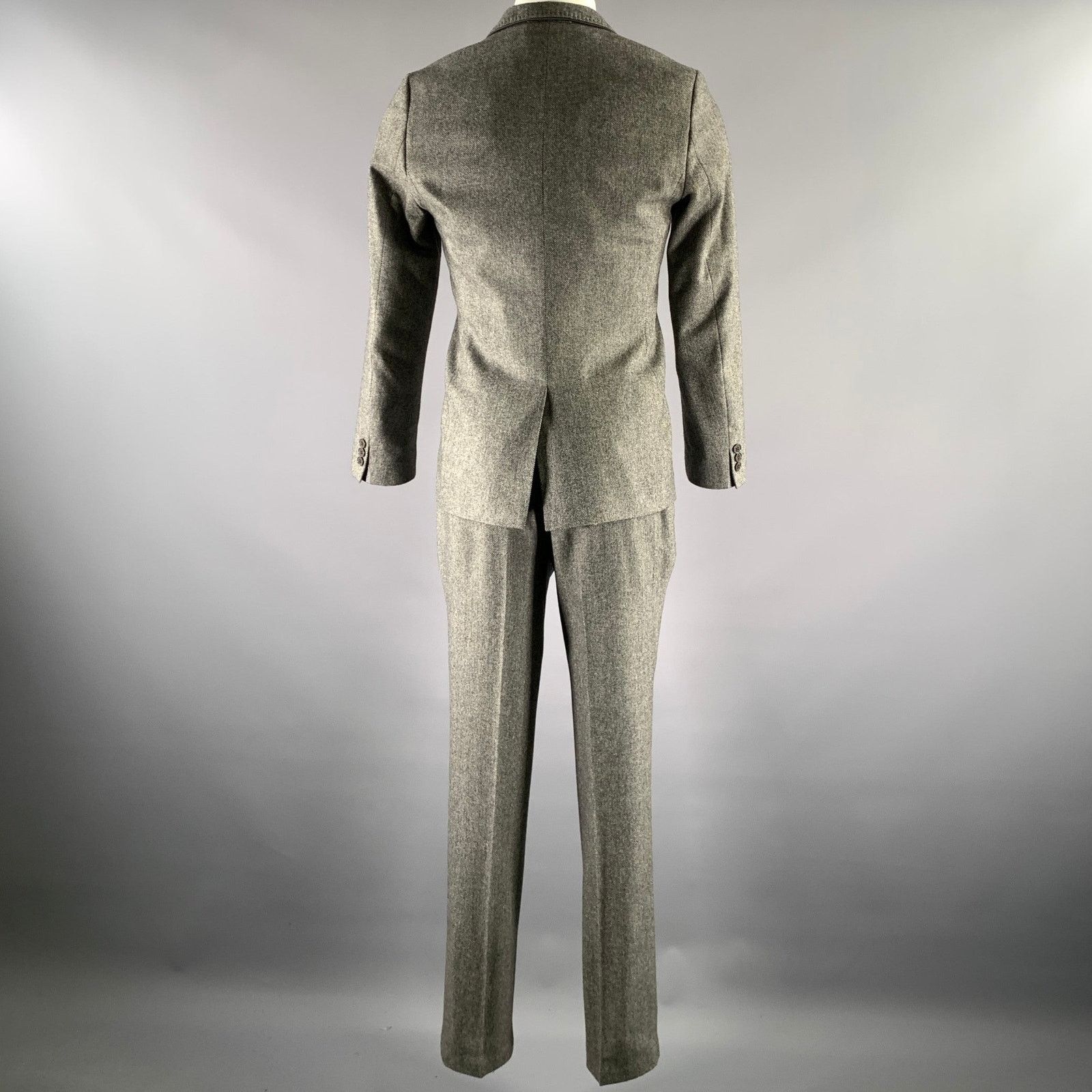 Ted Baker TED BAKER Size 36 Grey Black Marled Wool Polyester Suit Size 36R - 3 Thumbnail