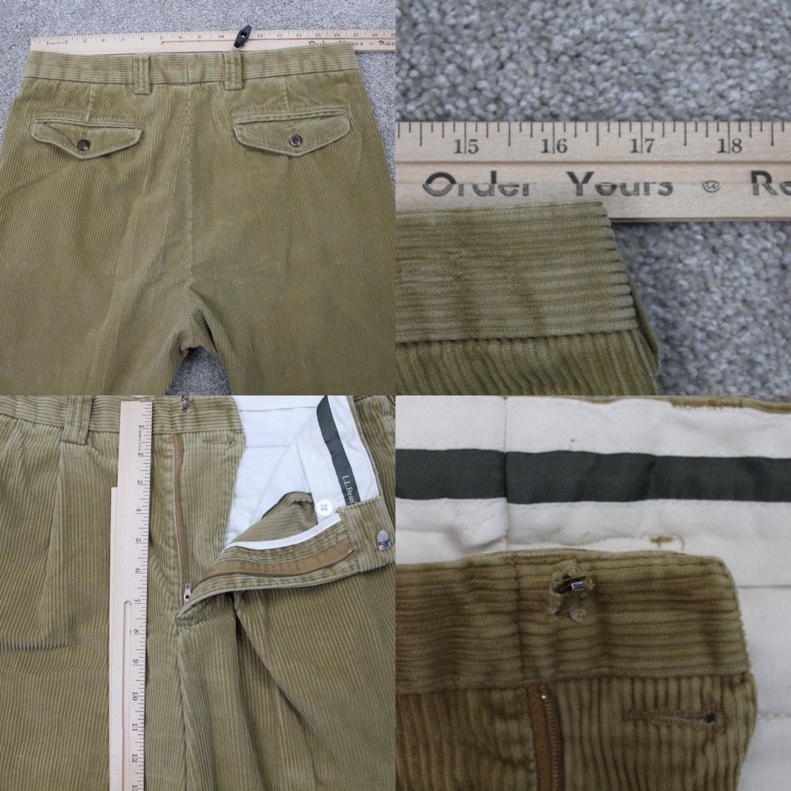 Vintage L.L. Bean Corduroy Pants Mens 34 Beige Classic Fit Pleated Straight Inseam 30" Size US 34 / EU 50 - 8 Thumbnail