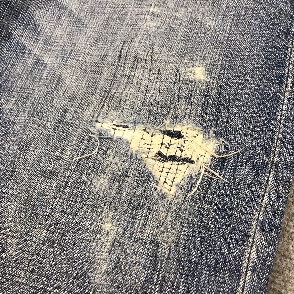 Japanese Brand BACK NUMBER JAPANESE DISTRESSED ART DENIM PANTS 142 Size US 34 / EU 50 - 4 Thumbnail