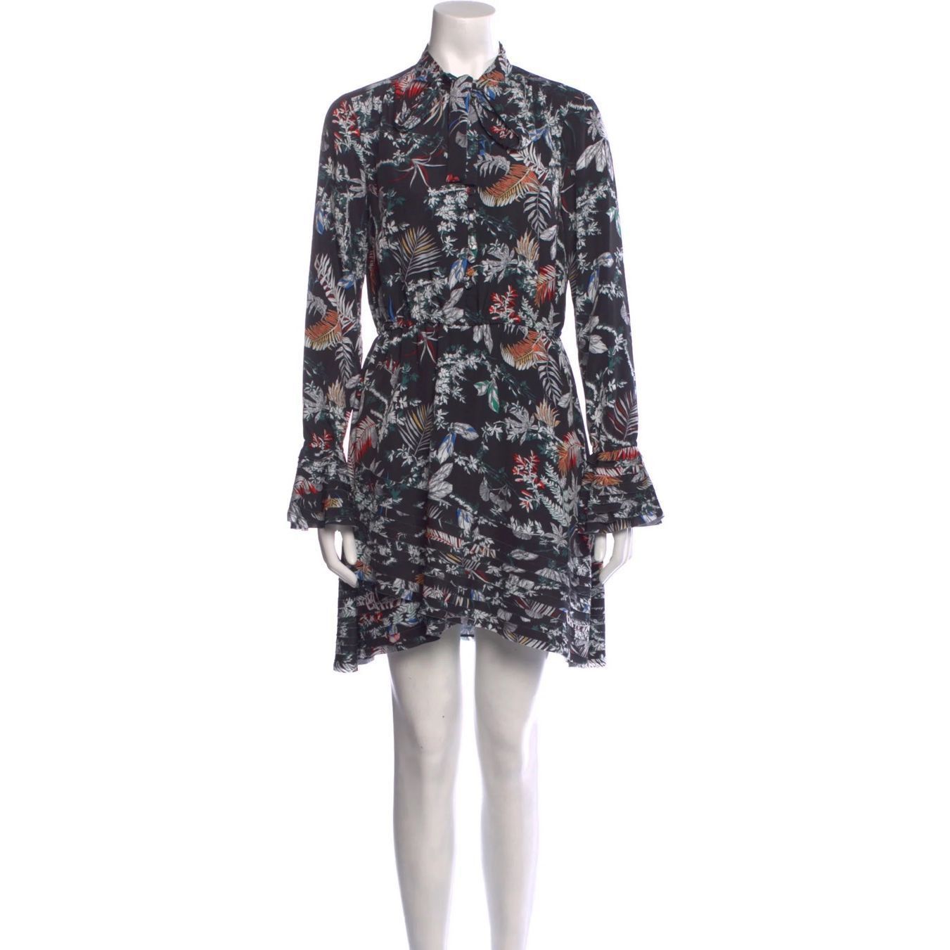 Derek Lam 10 Crosby Derek Lam 10 Crosby Black Floral Print Mini Shirt Dress XS Size XS / US 0-2 / IT 36-38 - 1 Thumbnail