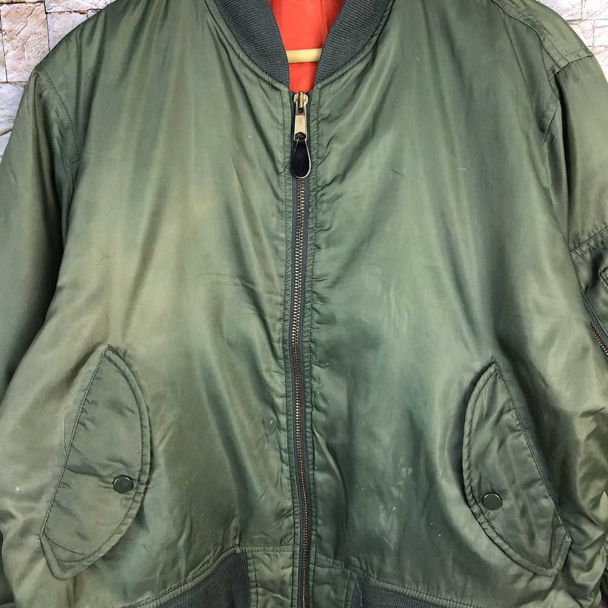 Japanese Brand Vintage faded Green Bombers Jacket #A390 Size US L / EU 52-54 / 3 - 5 Thumbnail