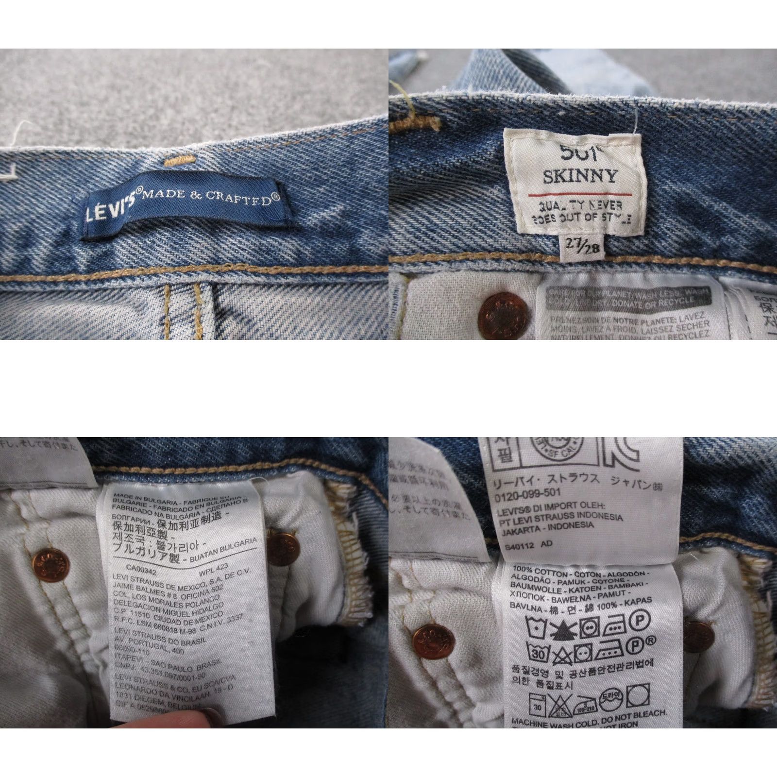 Levi's Levi's 501 Jeans Womens 27 Skinny Regular Blue Denim High Rise Distressed Color: Blue 501 Series Womens Jeans Size 30" / US 8 / IT 44 - 8 Thumbnail