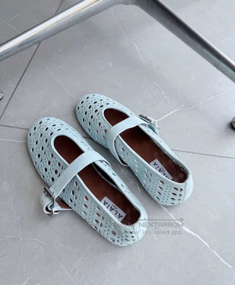 Alaia Alaia Blue Openwork Ballet Shoes, Imported Sheepskin Mater Size US 6.5 / IT 36.5 - 5 Thumbnail