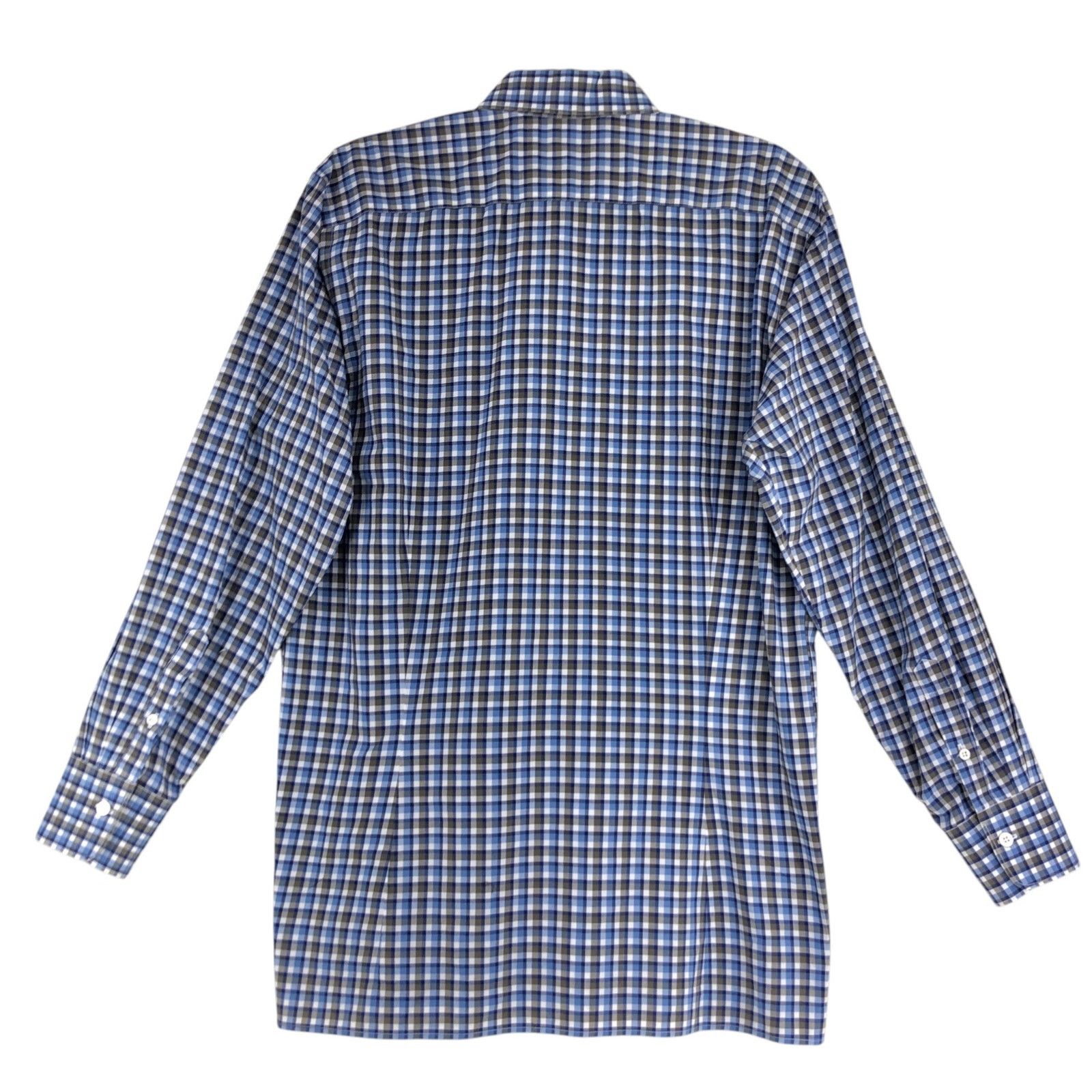 Canali Canali Size L Shirt Casual Button Down Plaid Check Blue Gray Size US L / EU 52-54 / 3 - 8 Thumbnail