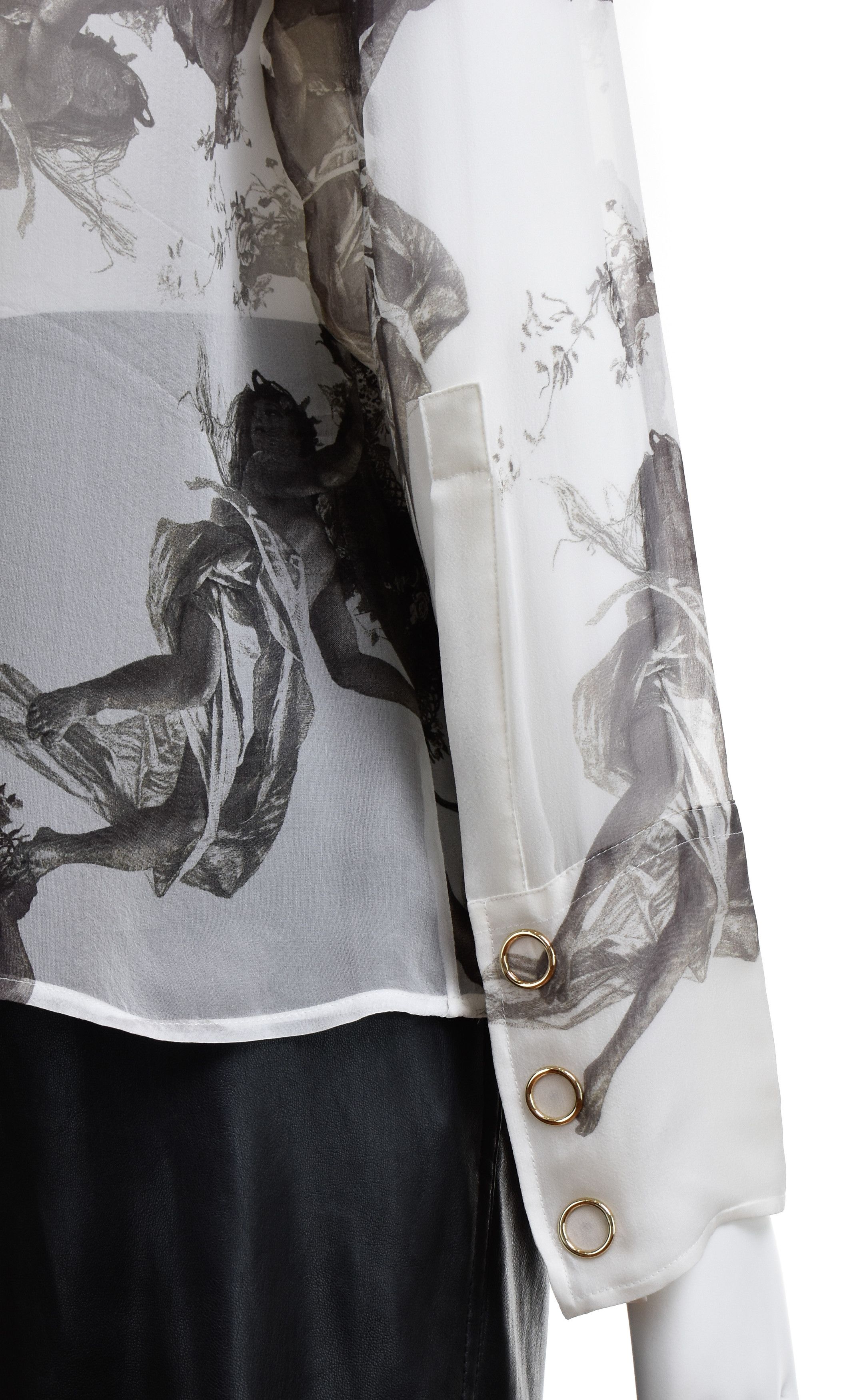 Burberry Silk BURBERRY Sheer Top Shirt Blouse Cupids Print Bow Neck Size S / US 4 / IT 40 - 14 Thumbnail