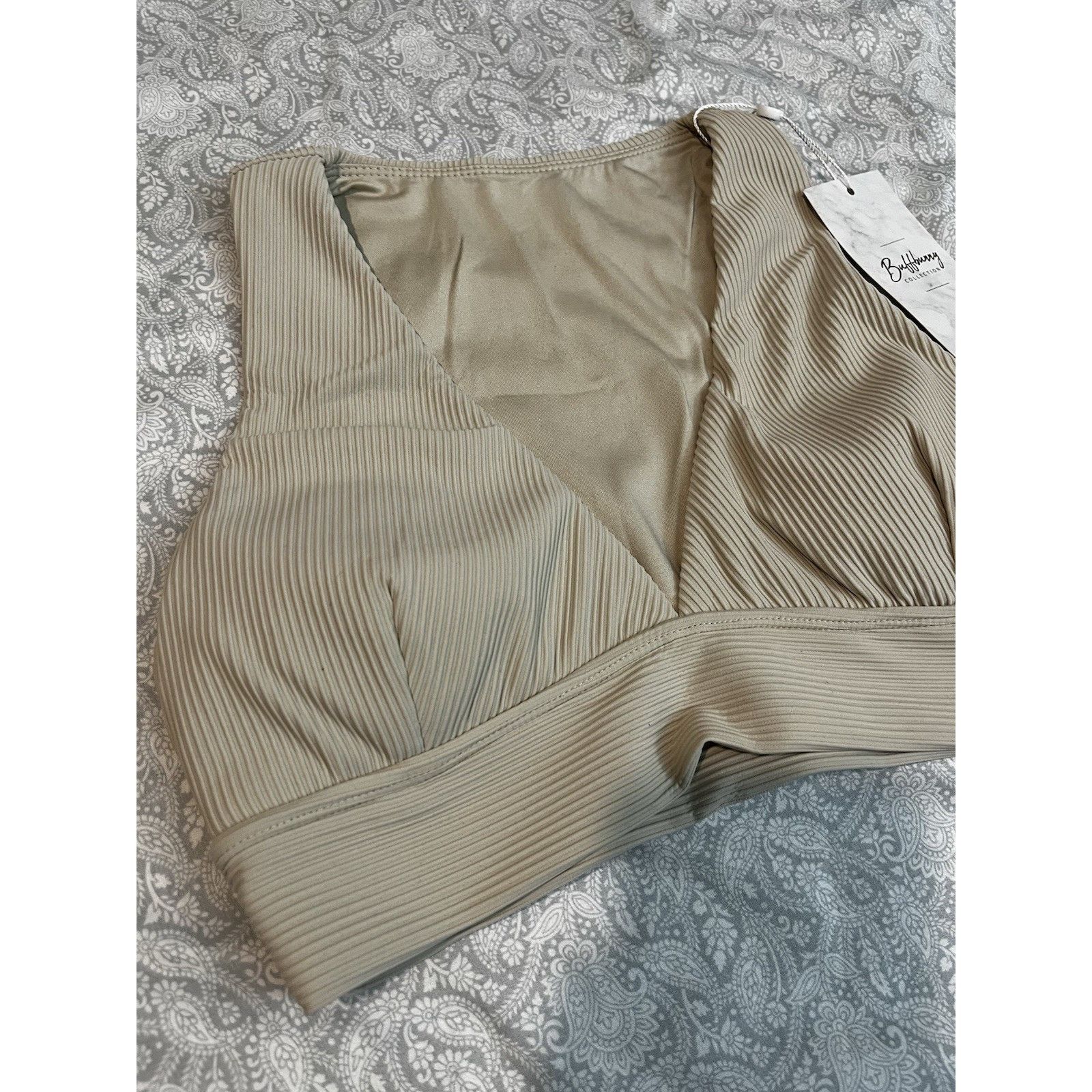 Other Buffbunny Collection Ribbed Deep V Tank Sports Bra Beige Size M / US 6-8 / IT 42-44 - 4 Thumbnail