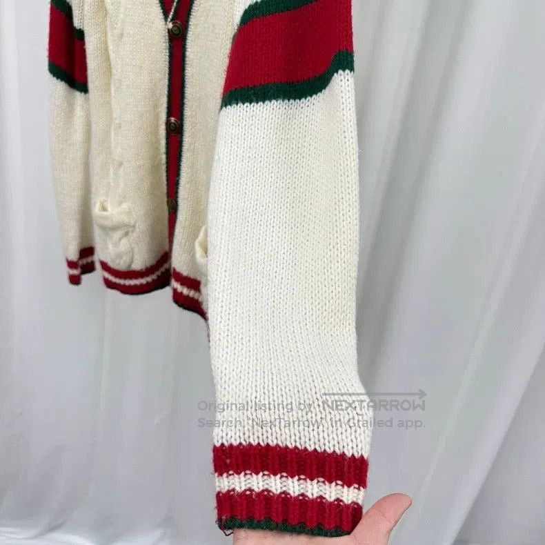 Gucci Gucci Cream Red Green Knit Cardigan. Size US XS / EU 42 / 0 - 4 Thumbnail
