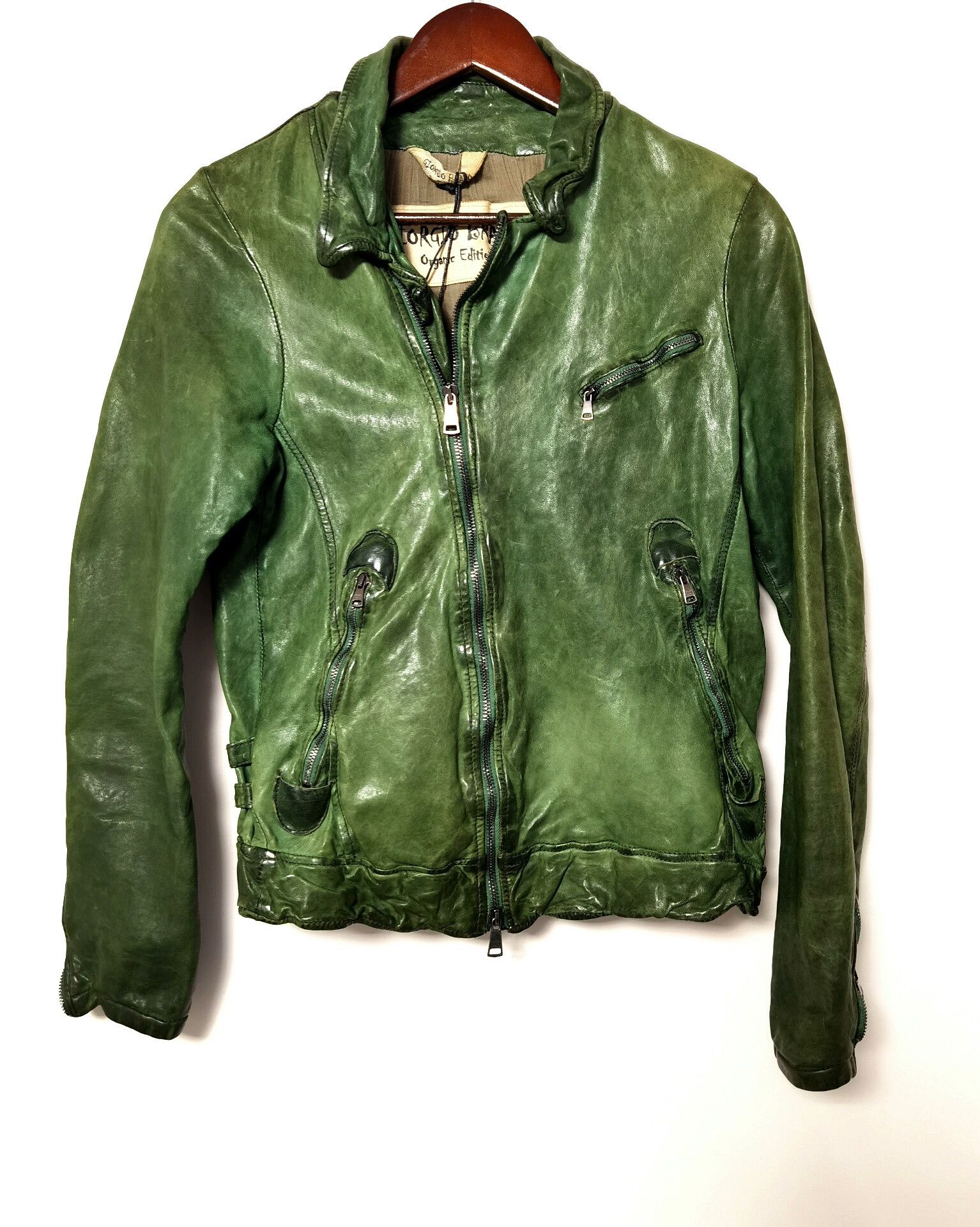 Giorgio Brato Giorgio Brato Vintage Dark Green Leather Jacket Size US S / EU 44-46 / 1 - 1 Thumbnail