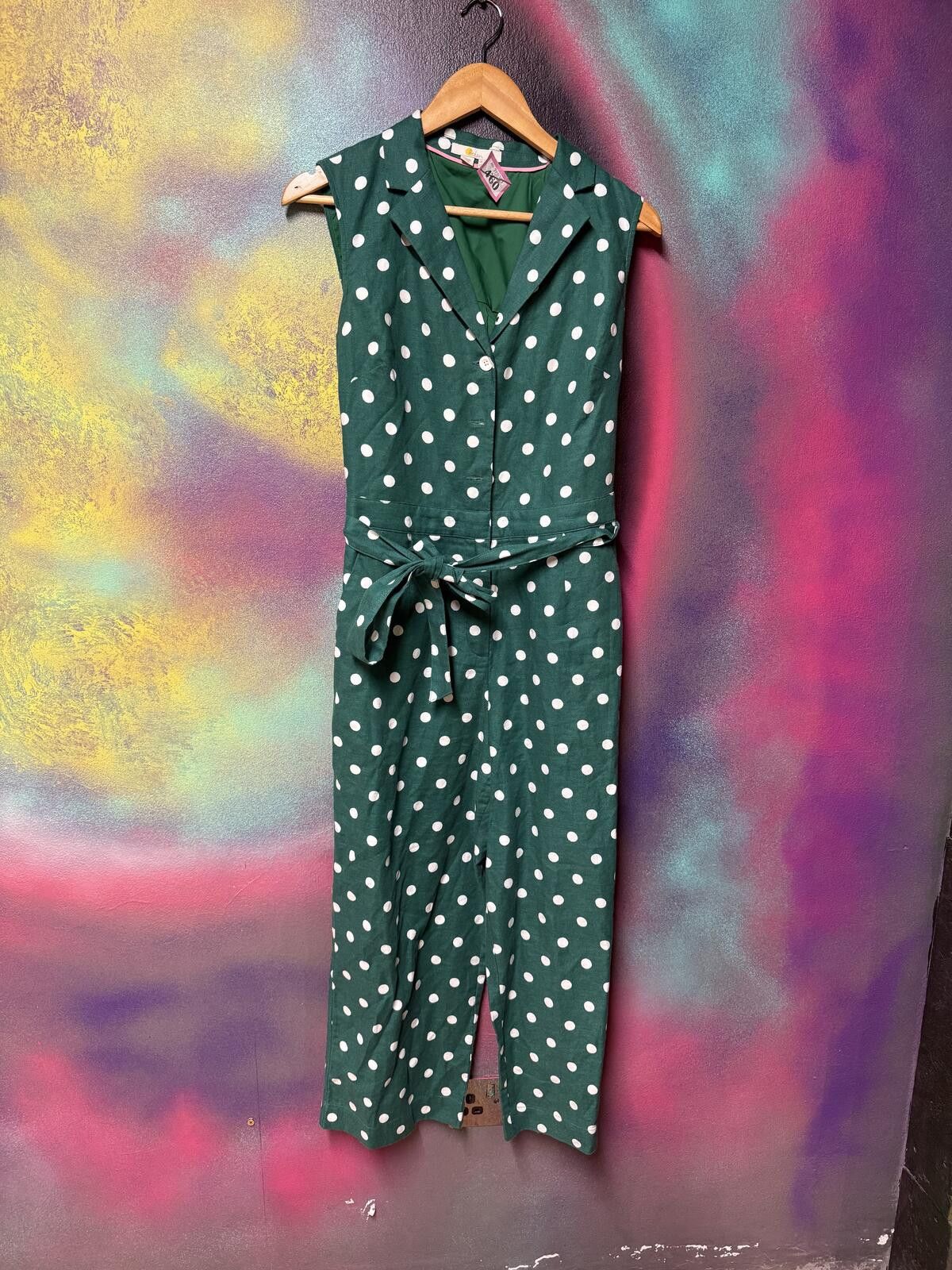 Other Boden Emeraled Green &White Polka Dot Jumpsuit Size M / US 6-8 / IT 42-44 - 1 Thumbnail