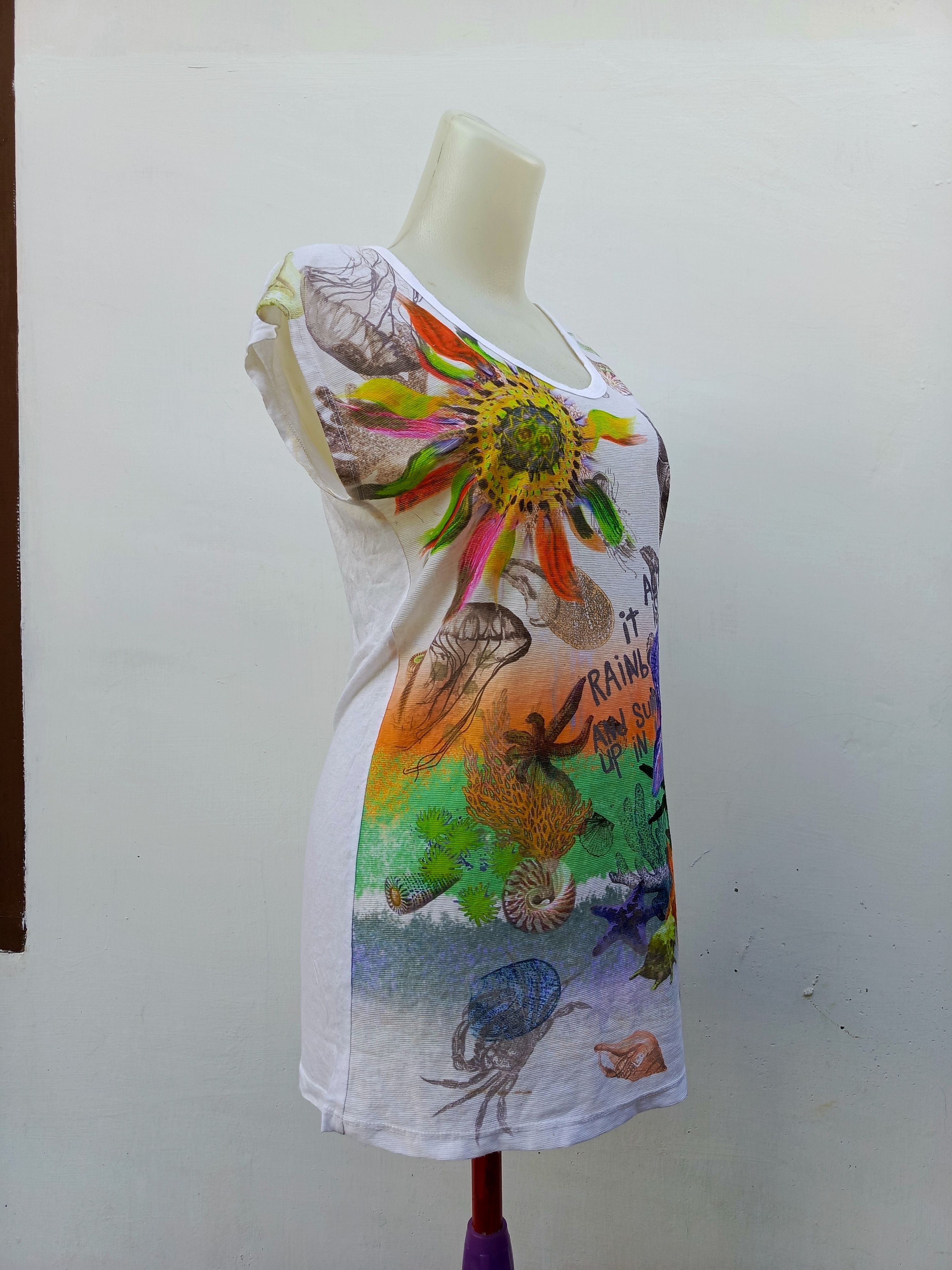 United Colors Of Benetton Stile Benetton Graphic Print Dress Eye Catching Design Size M / US 6-8 / IT 42-44 - 3 Thumbnail