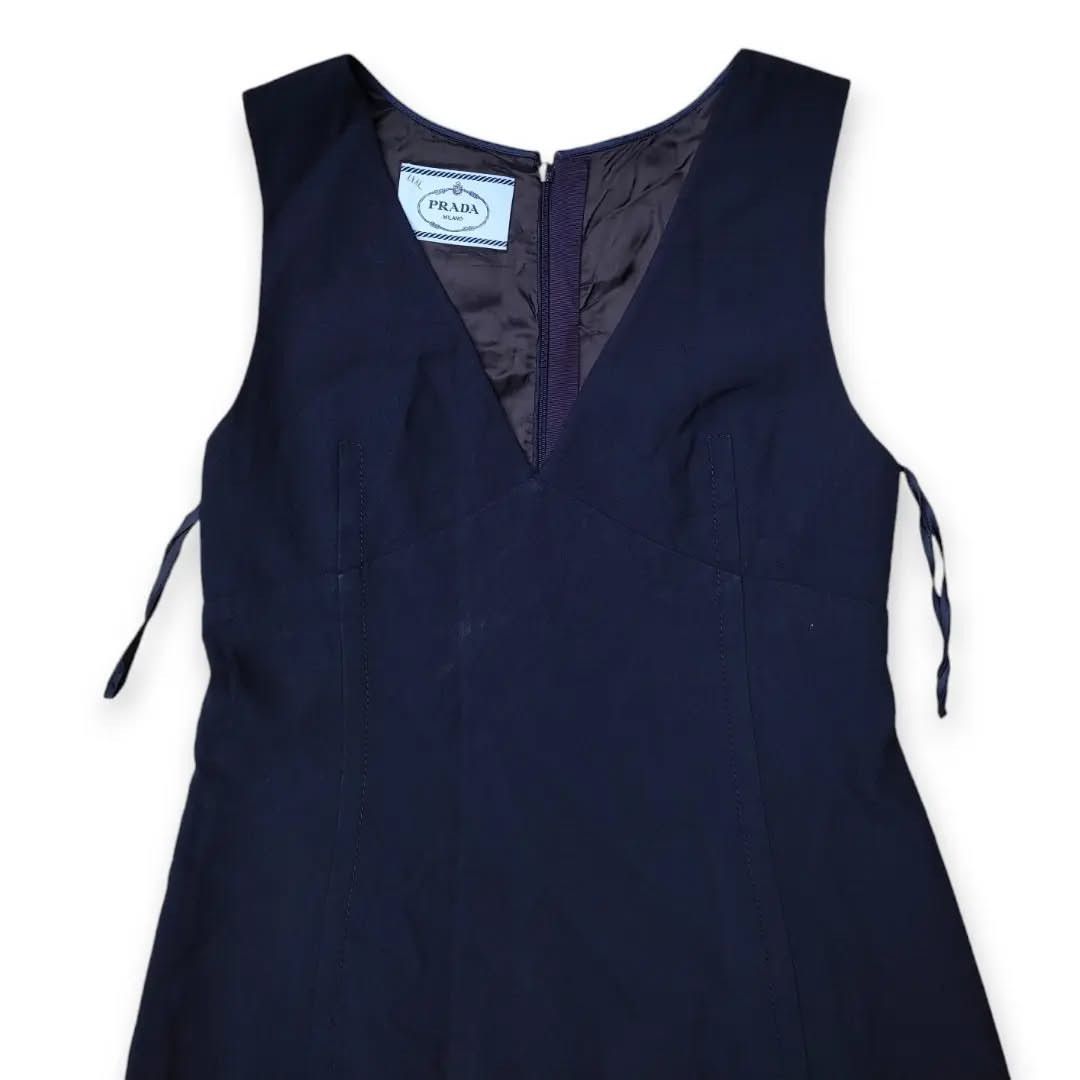 PRADA MIDI DRESS NAVY BLUE SLEEVELESS