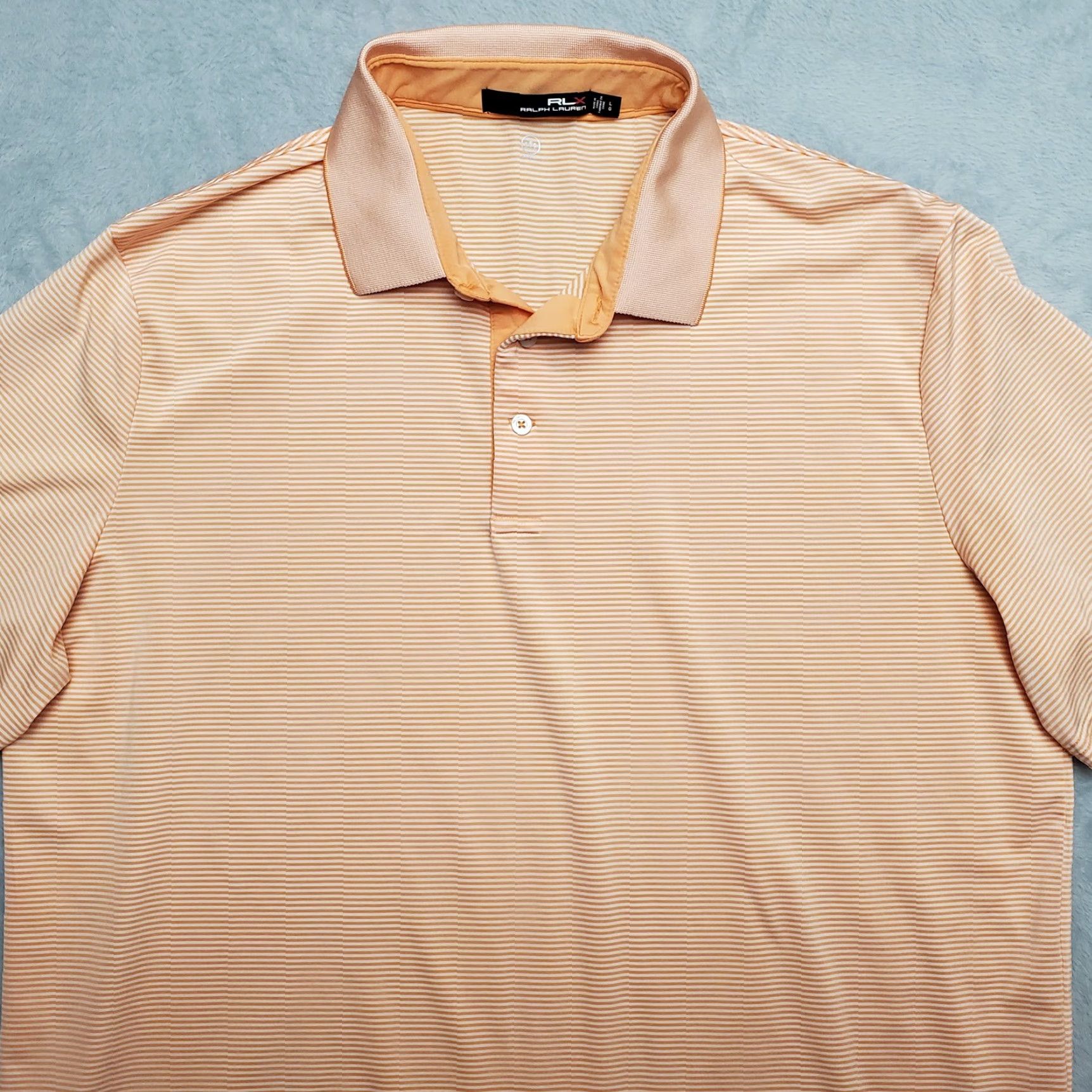 Polo Ralph Lauren RLX Ralph Lauren Shirt Mens Large Salmon Stripe Polo Polyester Short Sleeve Golf Shirt Size US L / EU 52-54 / 3 - 2 Thumbnail
