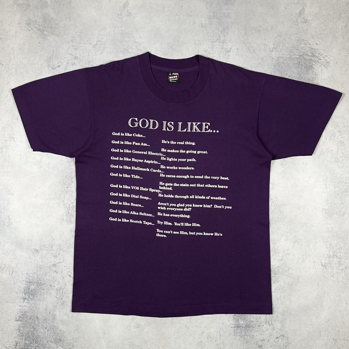 Vintage Vintage “God Is Like” single stitch rare tee 90’s Size US XL / EU 56 / 4 - 2 Thumbnail