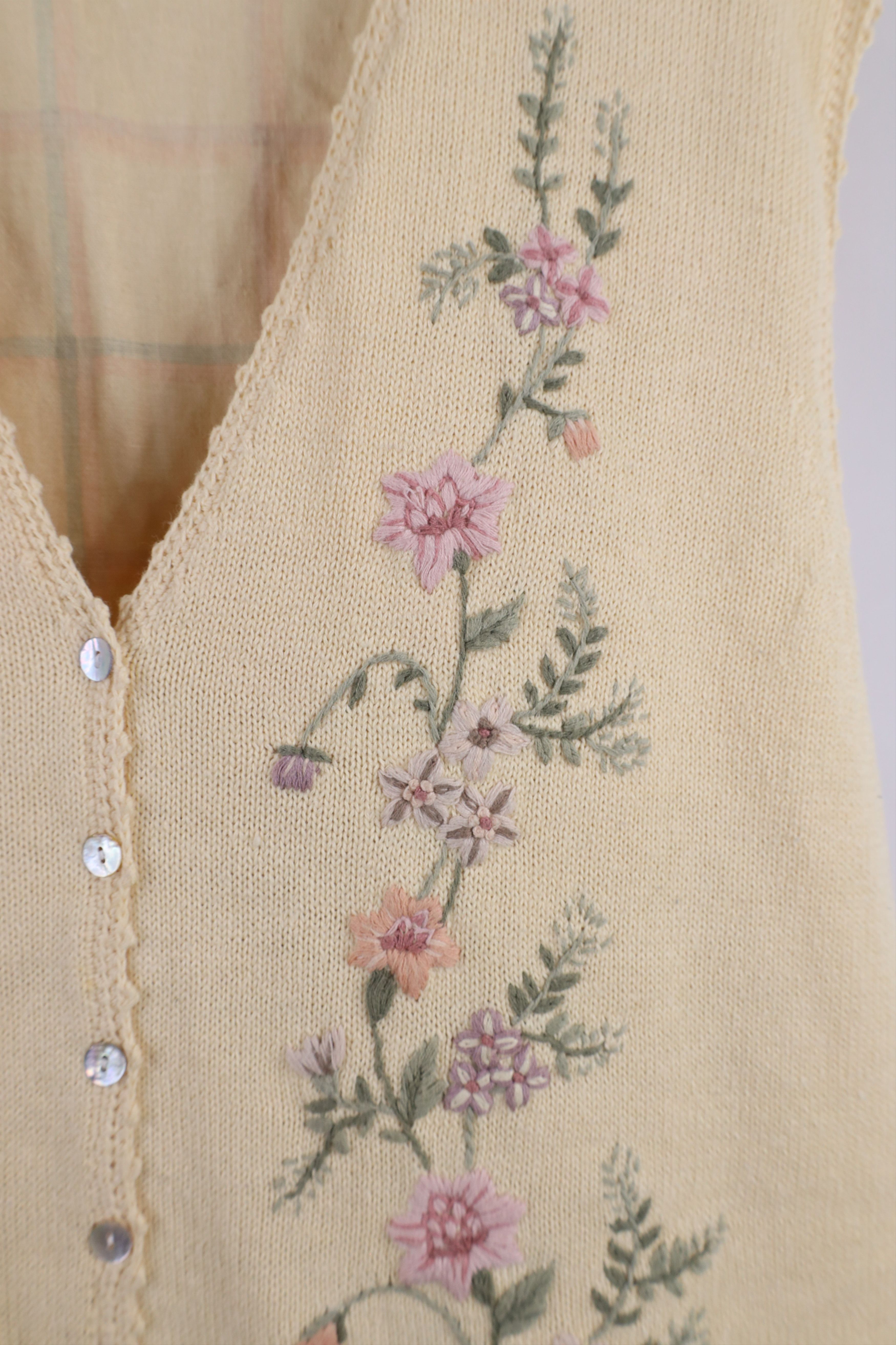 Vintage Vintage 90s Country Primitive Flower Knit Sweater Vest Size XXL / US 16-18 / IT 52-54 - 5 Thumbnail