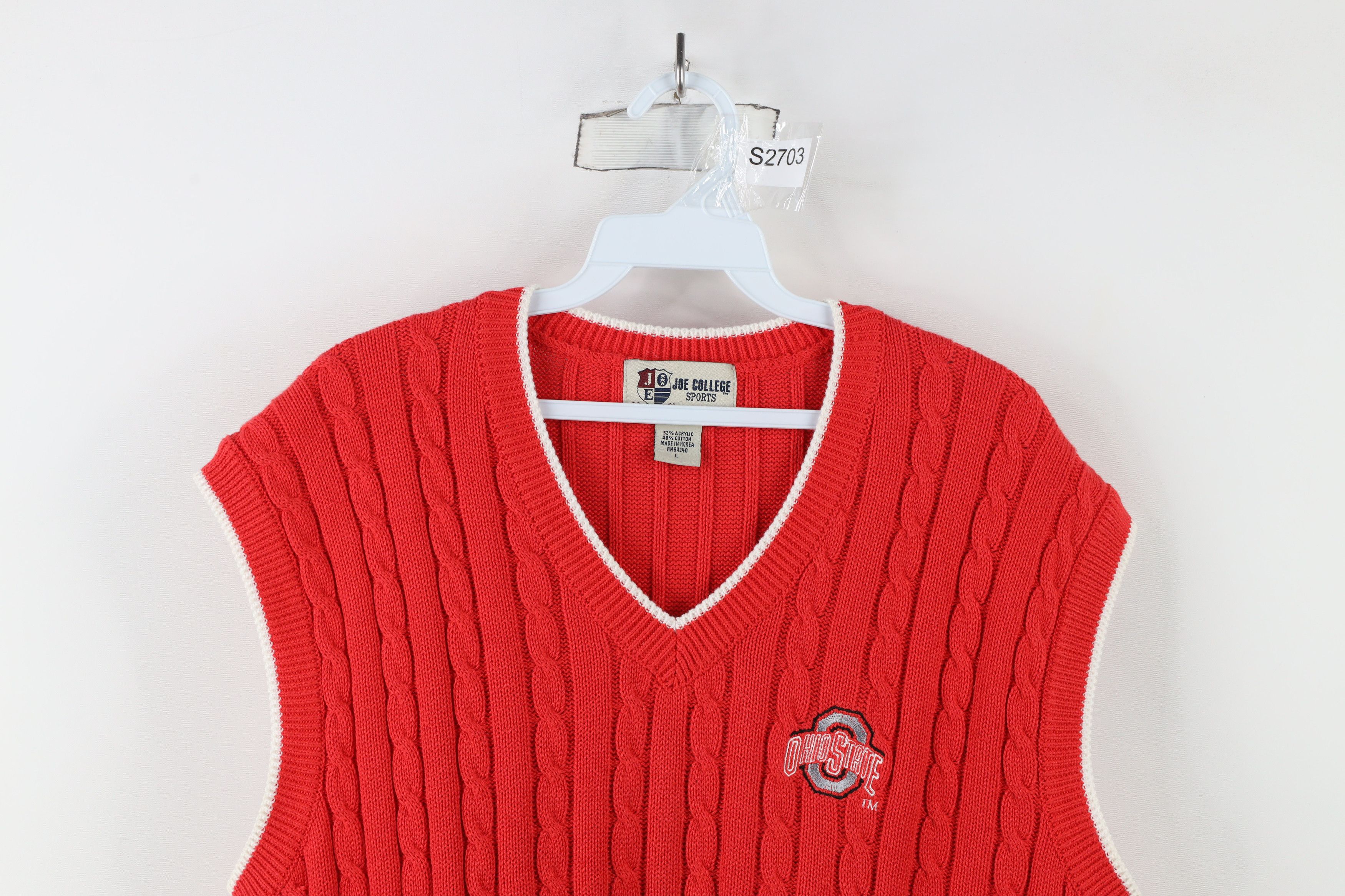 Vintage Vintage 90s Ohio State University Cable Knit Sweater Vest Size US L / EU 52-54 / 3 - 2 Thumbnail