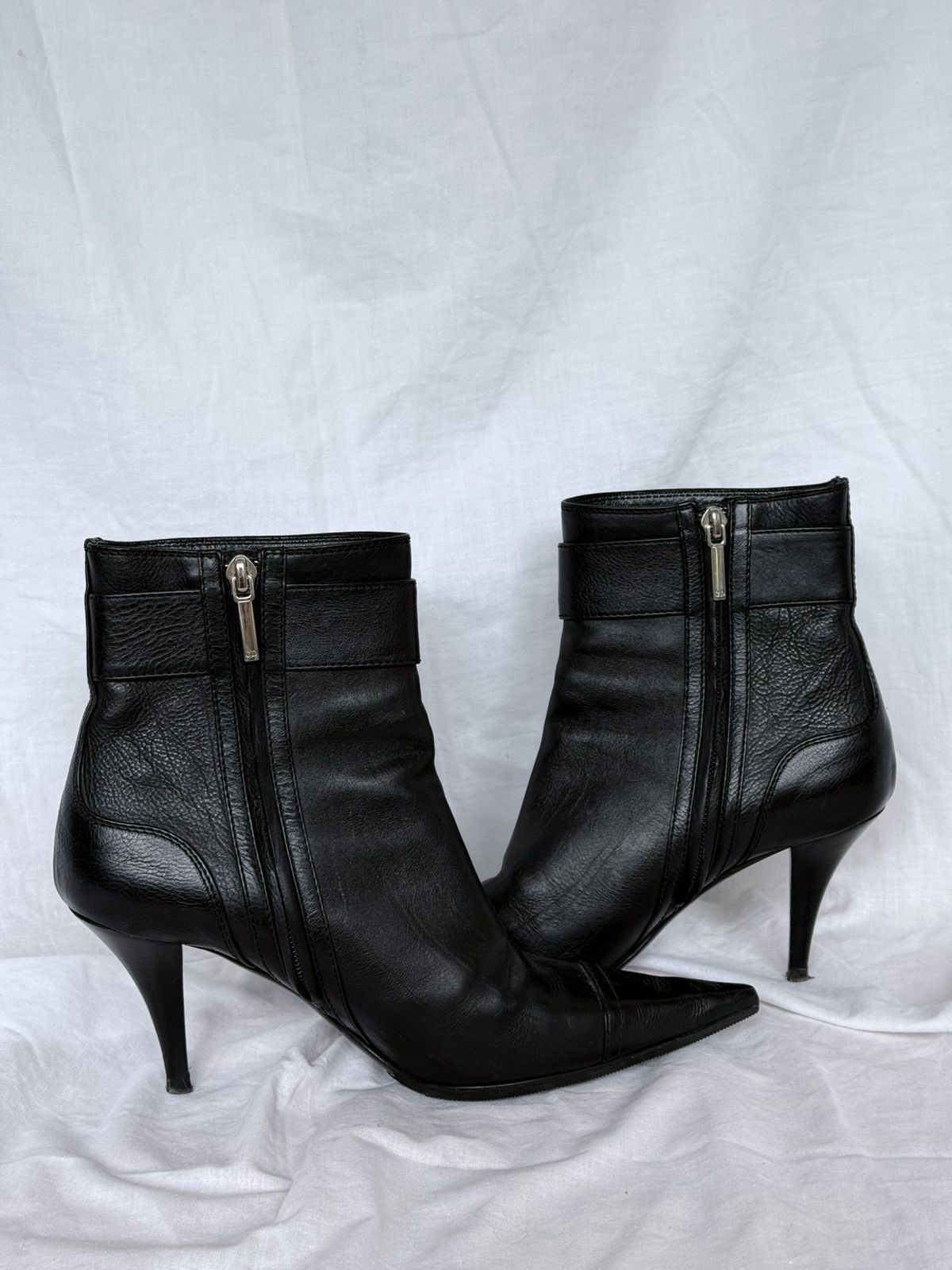 Dior Dior Buckle Black Leather biker Ankle Boots Pointed Toe Size US 7 / IT 37 - 6 Thumbnail