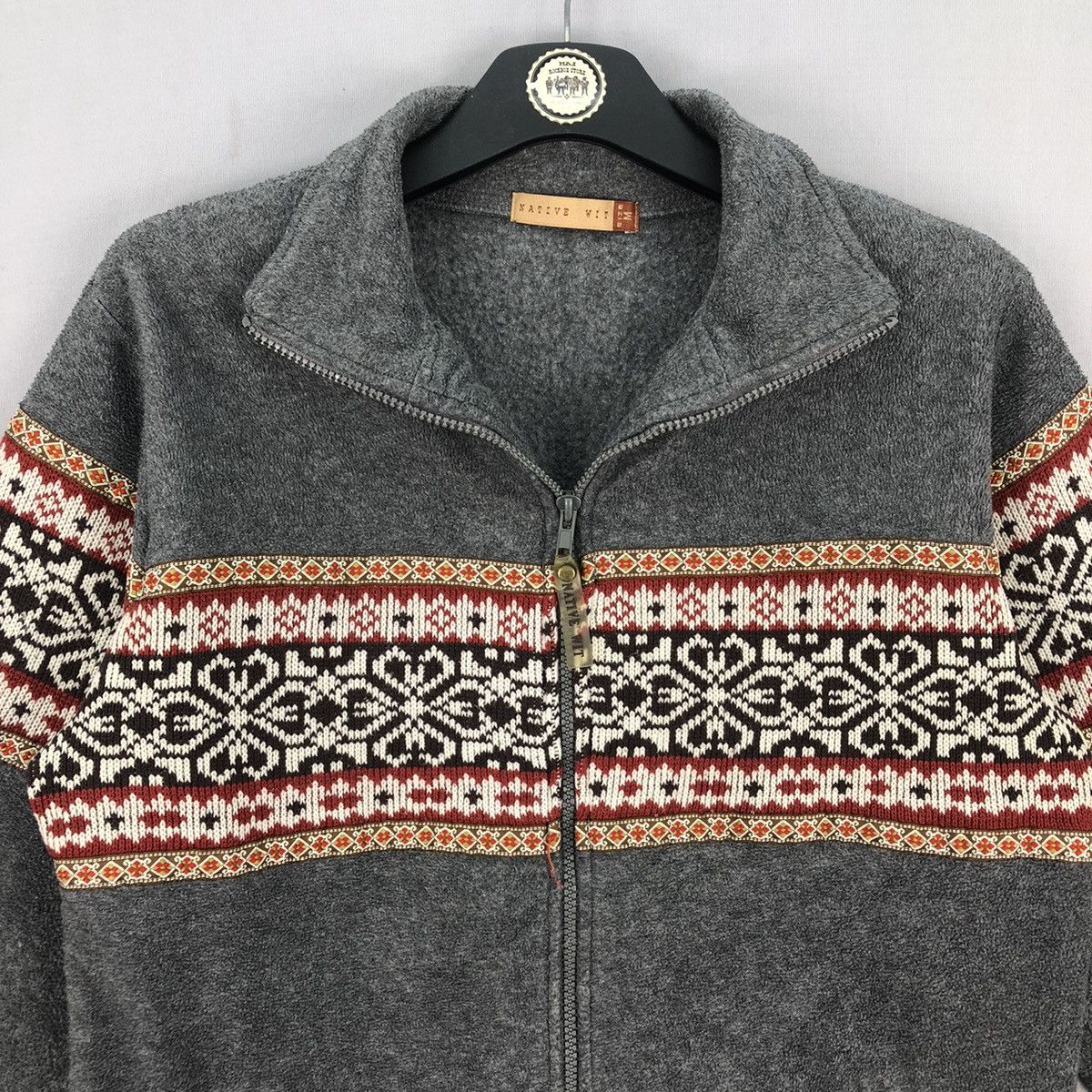 Native Vintage 90's Native Navajo Knit Art Fleece Zipper Jacket Size US S / EU 44-46 / 1 - 7 Thumbnail