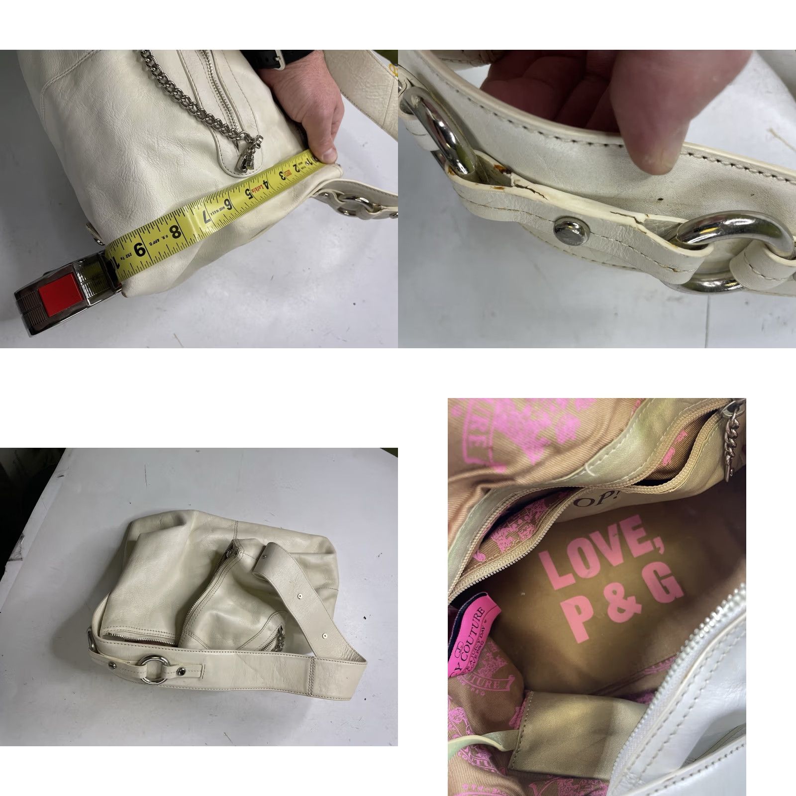 Juicy Couture VINTAGE Juicy Couture Y2K Shoulder Bag White Leather Medium Women’s Mens? No Size ONE SIZE - 10 Thumbnail