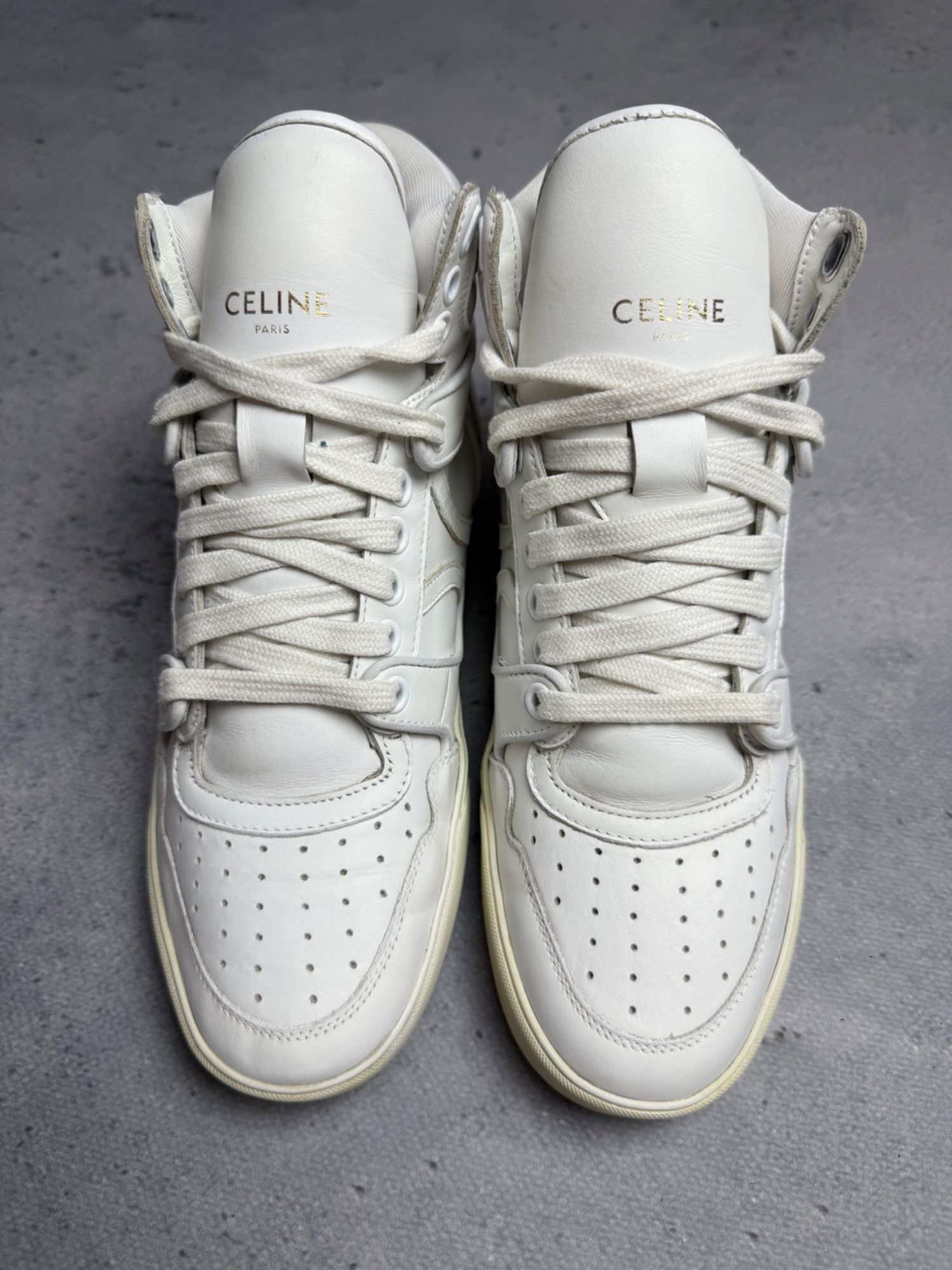 Celine Celine Break White Leather High-Top Sneakers Size 37 Luxury Size US 7 / IT 37 - 16 Thumbnail
