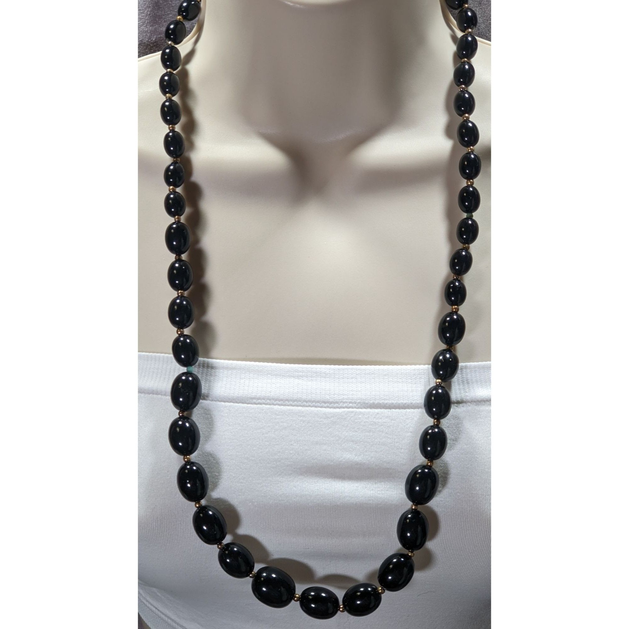 Other Vintage Gothic Black Beaded Necklace With Silver Tone Accent Size ONE SIZE - 3 Thumbnail