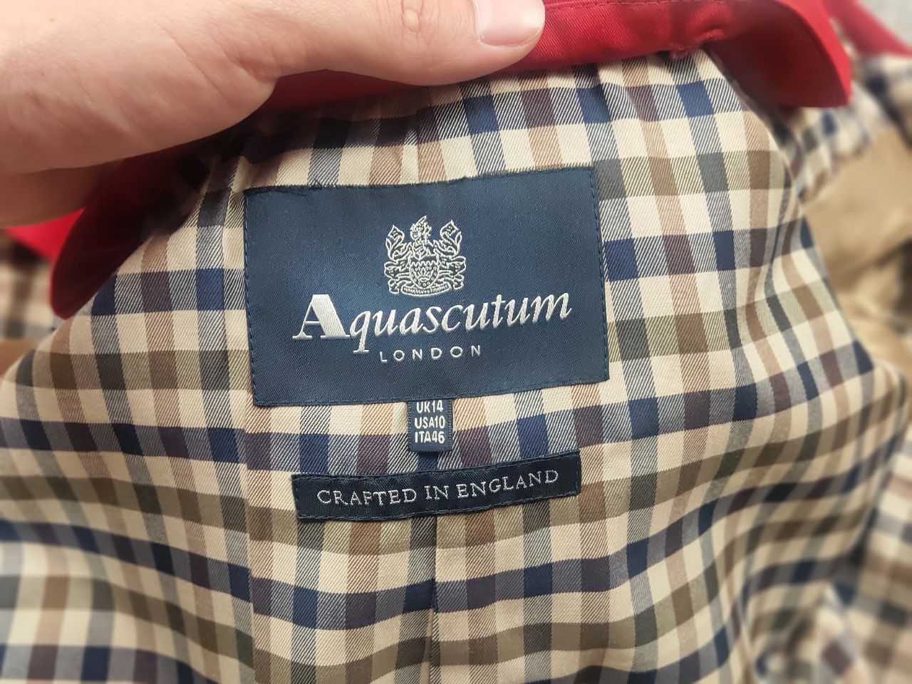 Aquascutum Aquascutum crafted England red Trench coat Jacket lining Size L / US 10 / IT 46 - 16 Thumbnail