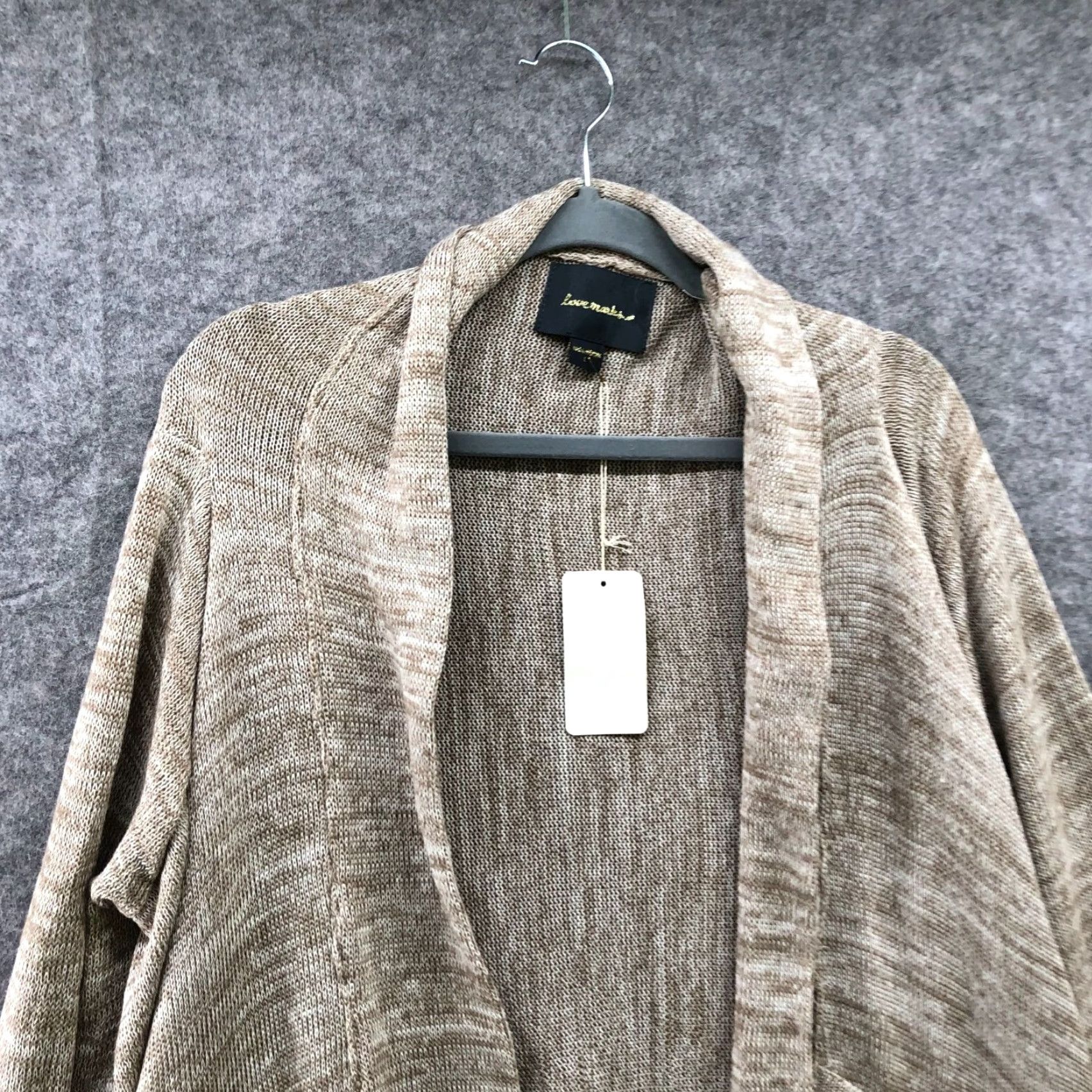 Vintage NWT Lovemarks Cardigan Womens L Open Front Boho Knit Heather Brown Beige Size L / US 10 / IT 46 - 4 Thumbnail