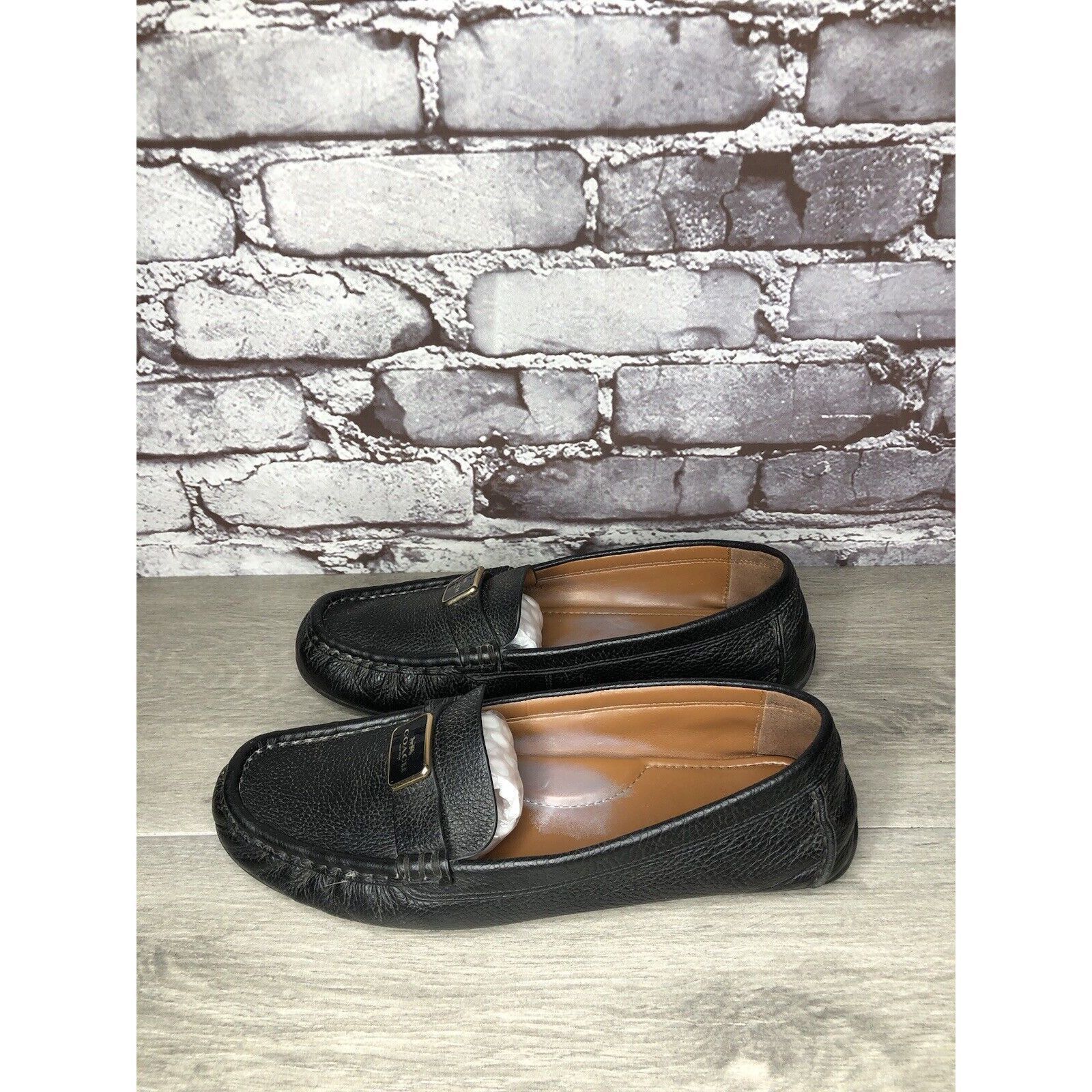 Coach Coach Black Pebbled Leather Badge Moccasin Loafers Shoes Wom Size US 8.5 / IT 38.5 - 7 Thumbnail