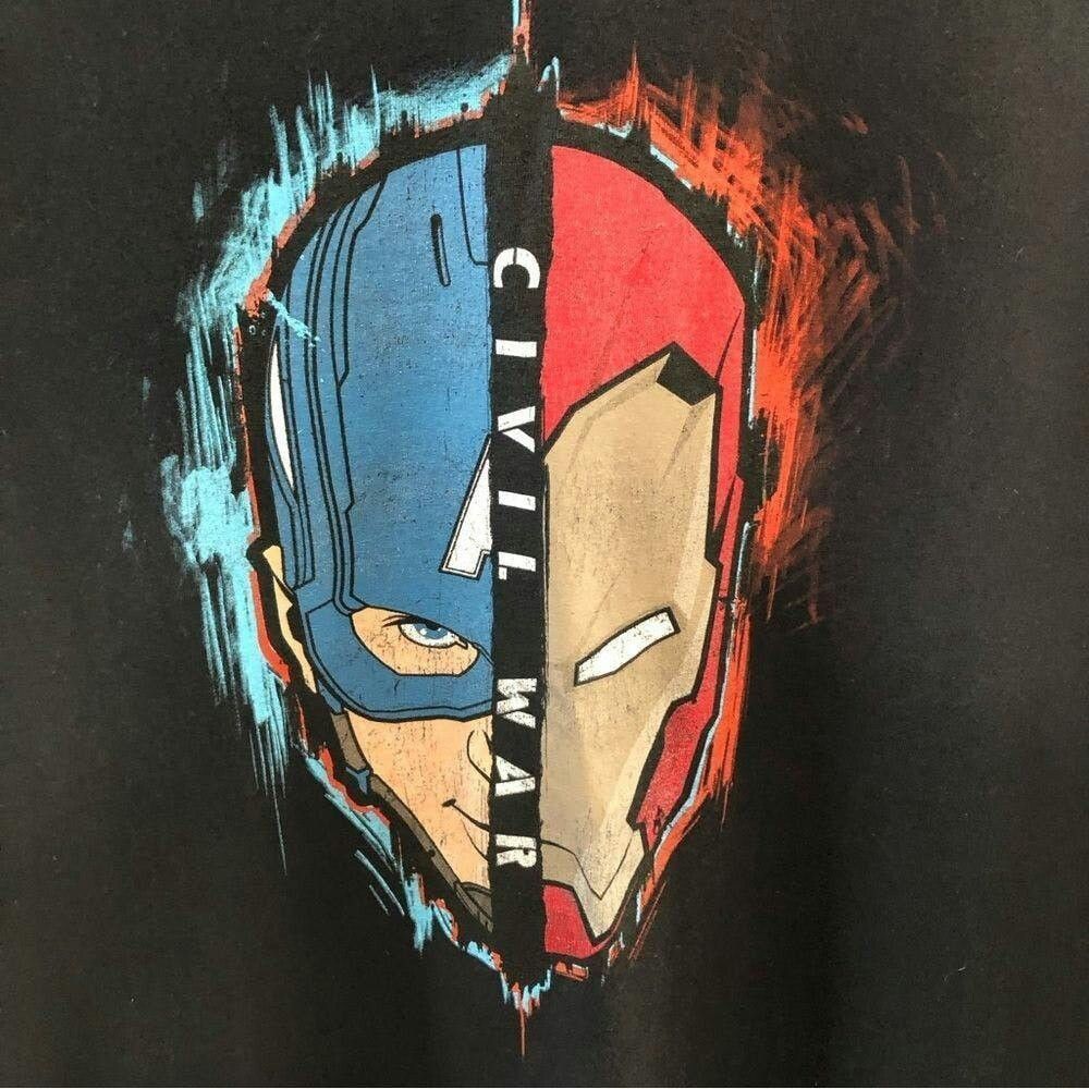 Disney Disney Civil War Iron Man Captain America black t-shirt XL Size US XL / EU 56 / 4 - 2 Thumbnail
