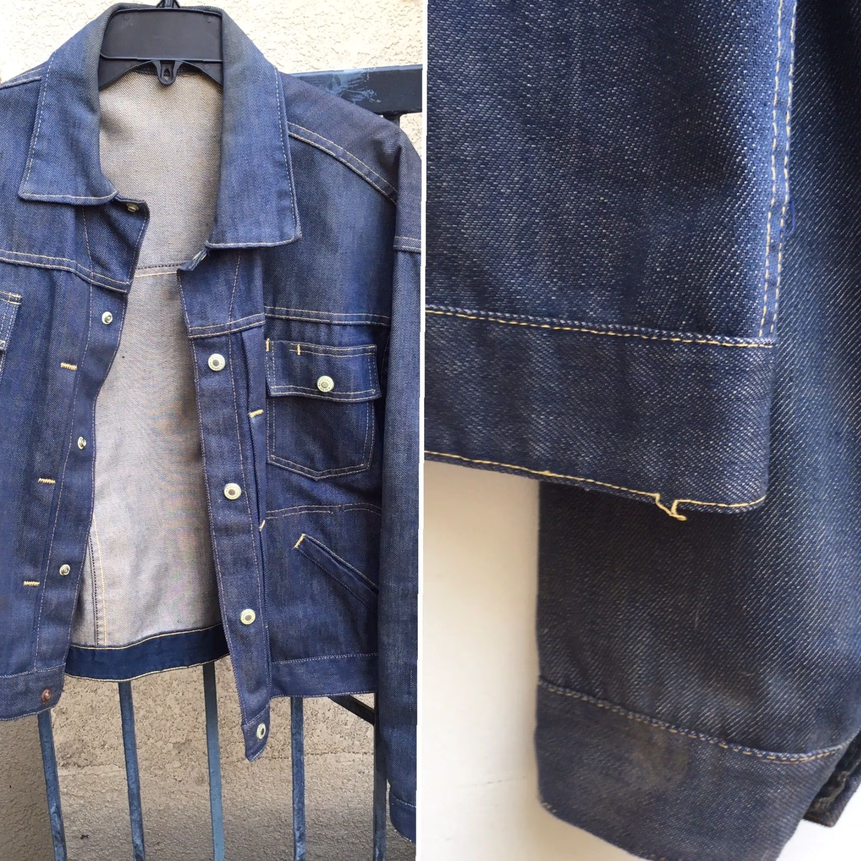 Denime VINTAGE Ranchcraft Denim Jacket Western Jean Jacket Ranch 23 In Pit To Pit Rockabilly Blue Adult L Mens Jacket Size US 33 - 7 Thumbnail