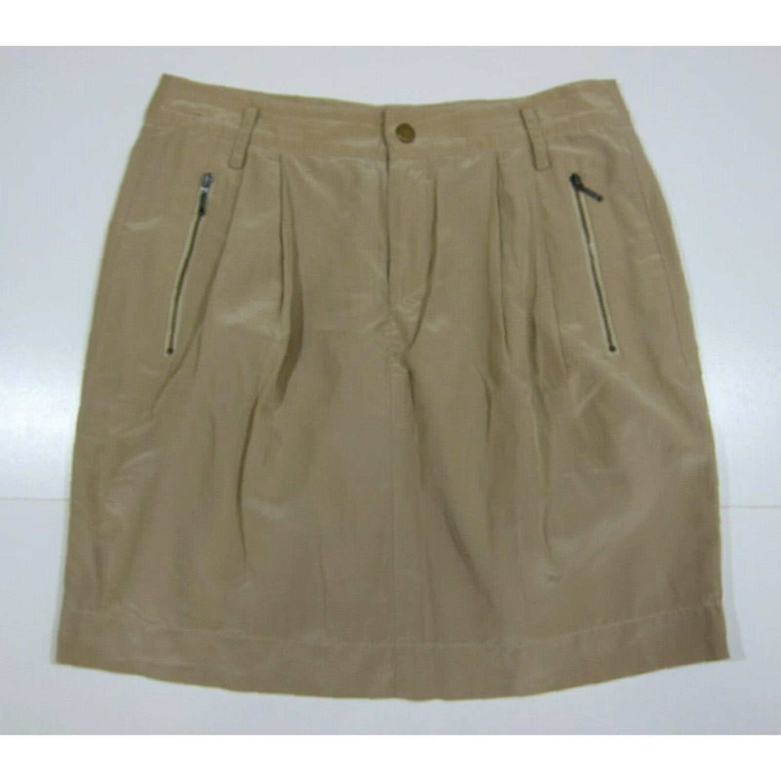 Banana Republic Banana Republic Brown Beige Silk Satin Zip Pocket Pencil Skirt Women Size 4/S Size 27" / US 4 / IT 40 - 2 Thumbnail