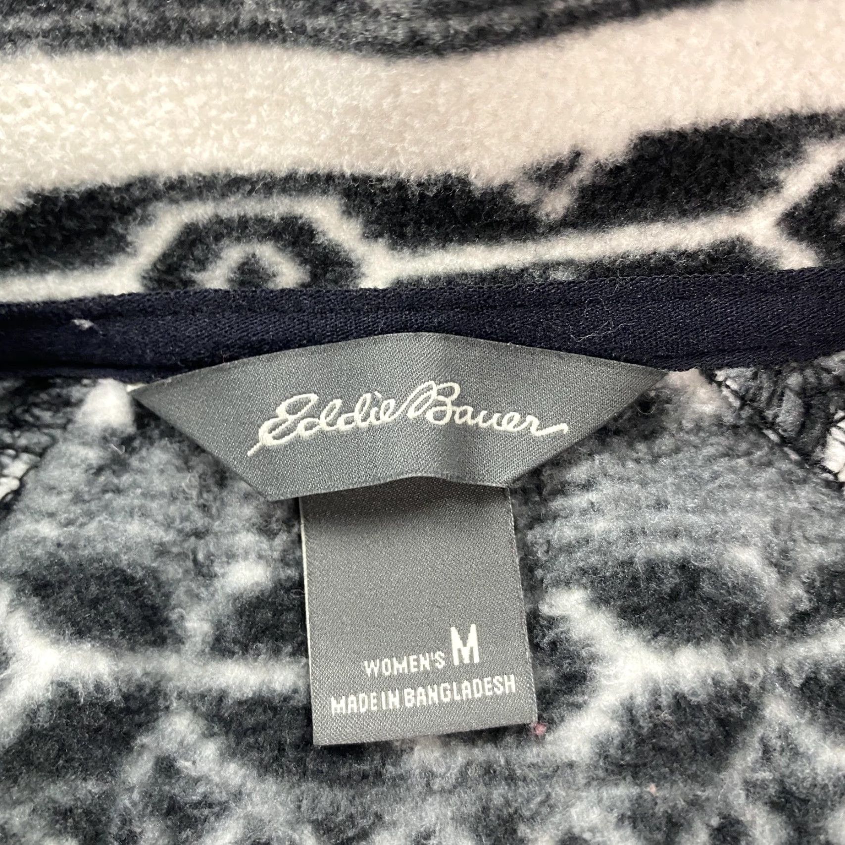 Eddie Bauer Eddie Bauer Pullover Womens Medium Black White Fleece Aztec Pattern 1/4 Zip Outdoors Sweatshirt Shirt Size M / US 6-8 / IT 42-44 - 3 Thumbnail