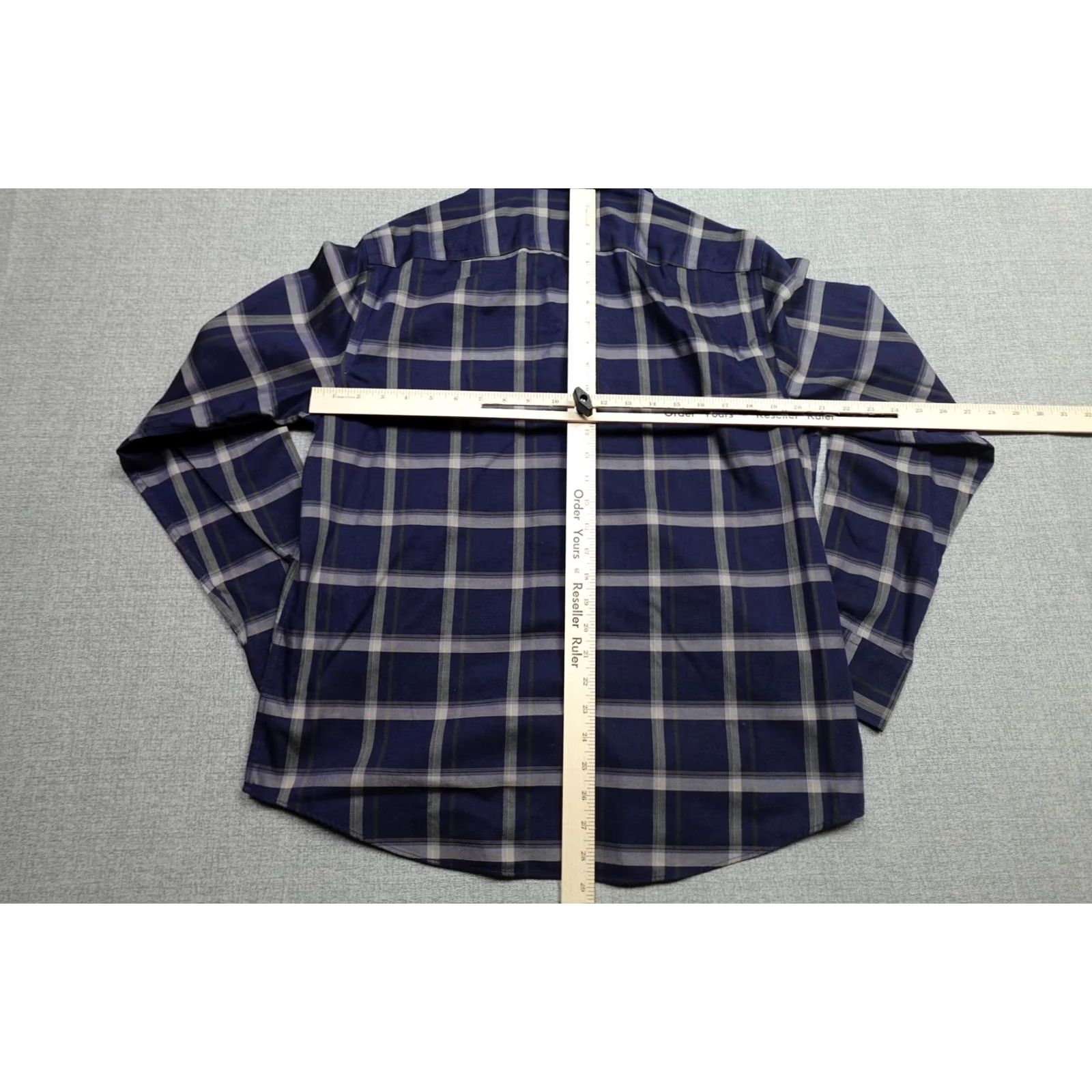 UNTUCKit UNTUCKit Dress Shirt Mens Large Blue Plaid Long Sleeve Button Up Wrinkle Free Size 42R - 5 Thumbnail