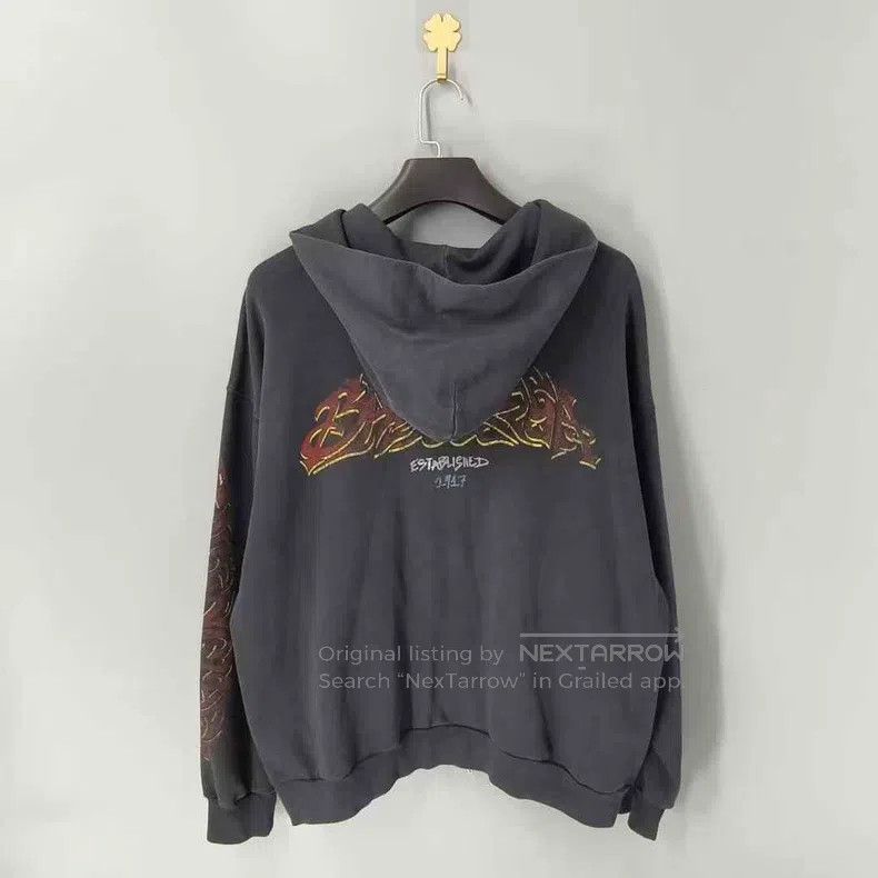 Balenciaga Balenciaga Black Flame Zipper Hoodie Jacket Size US S / EU 44-46 / 1 - 2 Thumbnail