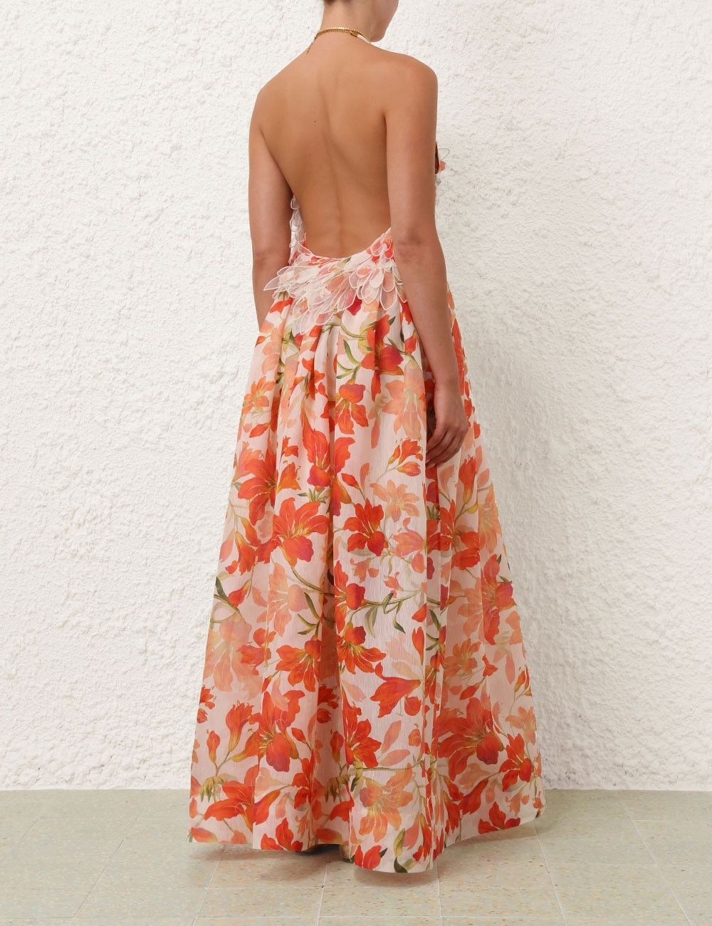 Zimmermann oc11z0525 Tranquillity Feather Maxi Dress in Multicolor Size L / US 10 / IT 46 - 4 Thumbnail