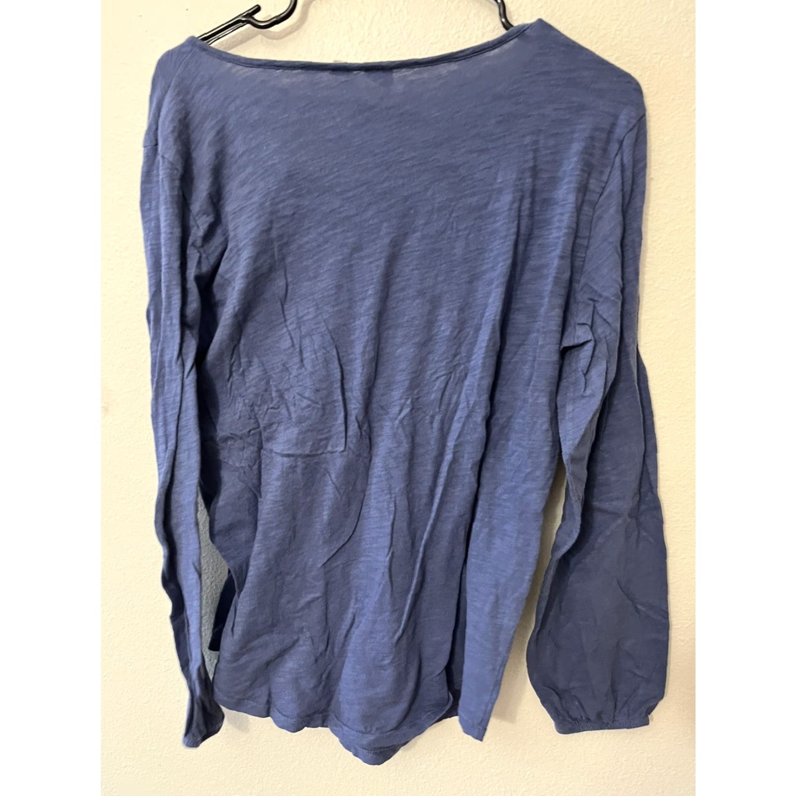 Gap VINTAGE Gap Maternity Long Sleeve Blouse in Semi Sheer Blue - Sz Large Blue Sheer 100% polyester Womens L Sleeve V-Neck Size L / US 10 / IT 46 - 2 Thumbnail