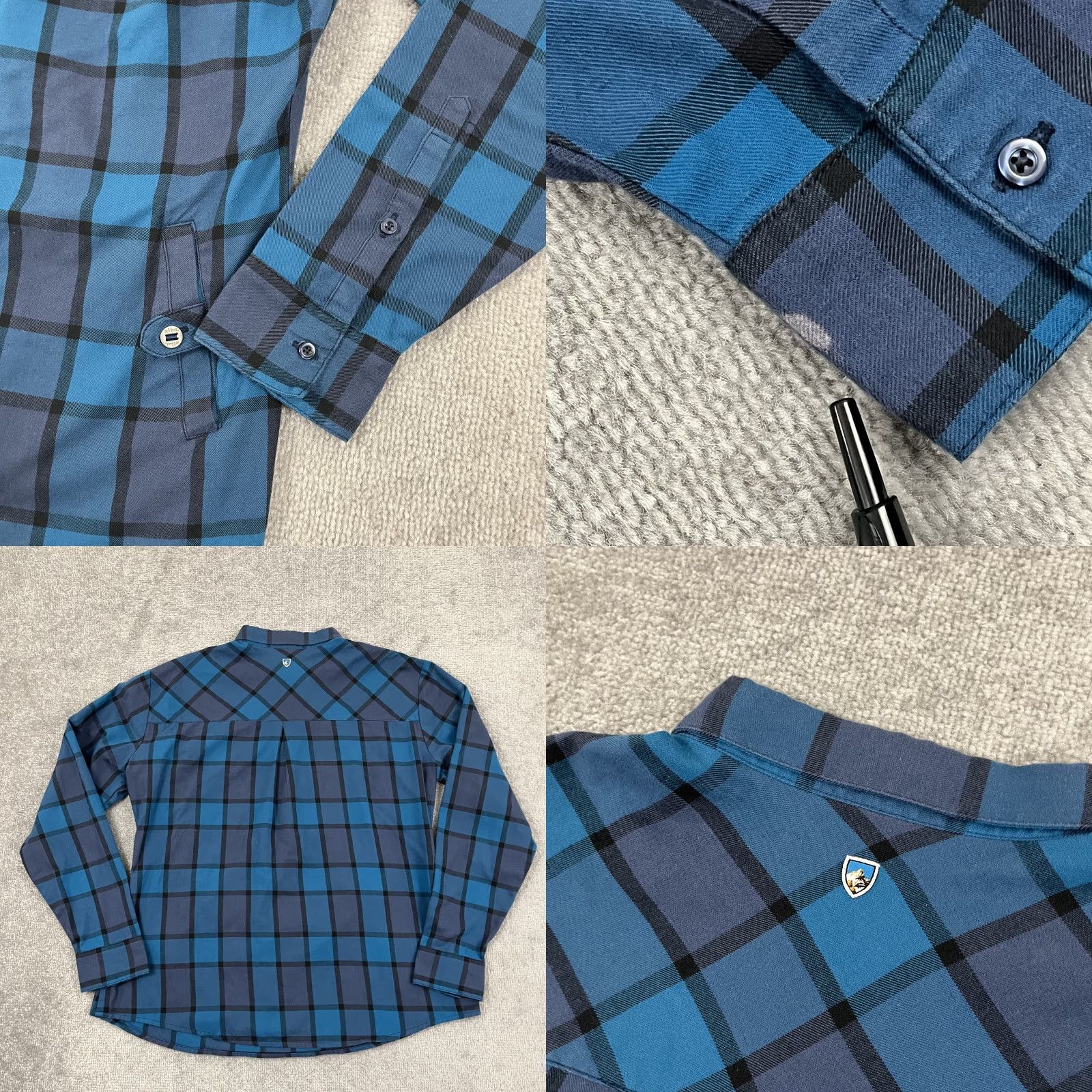 Vintage Kuhl Rukus Flannel Shirt Womens XL Blue Plaid Hiking Outdoor 1/2 Button Up 8341 Size XL / US 12-14 / IT 48-50 - 8 Thumbnail
