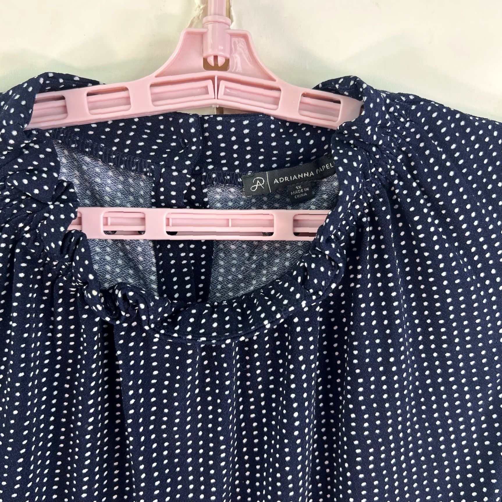 Vintage Adriana Papell Blouse Sleeveless Polka Dot Top Womens 1X Blue Size XL / US 12-14 / IT 48-50 - 3 Thumbnail