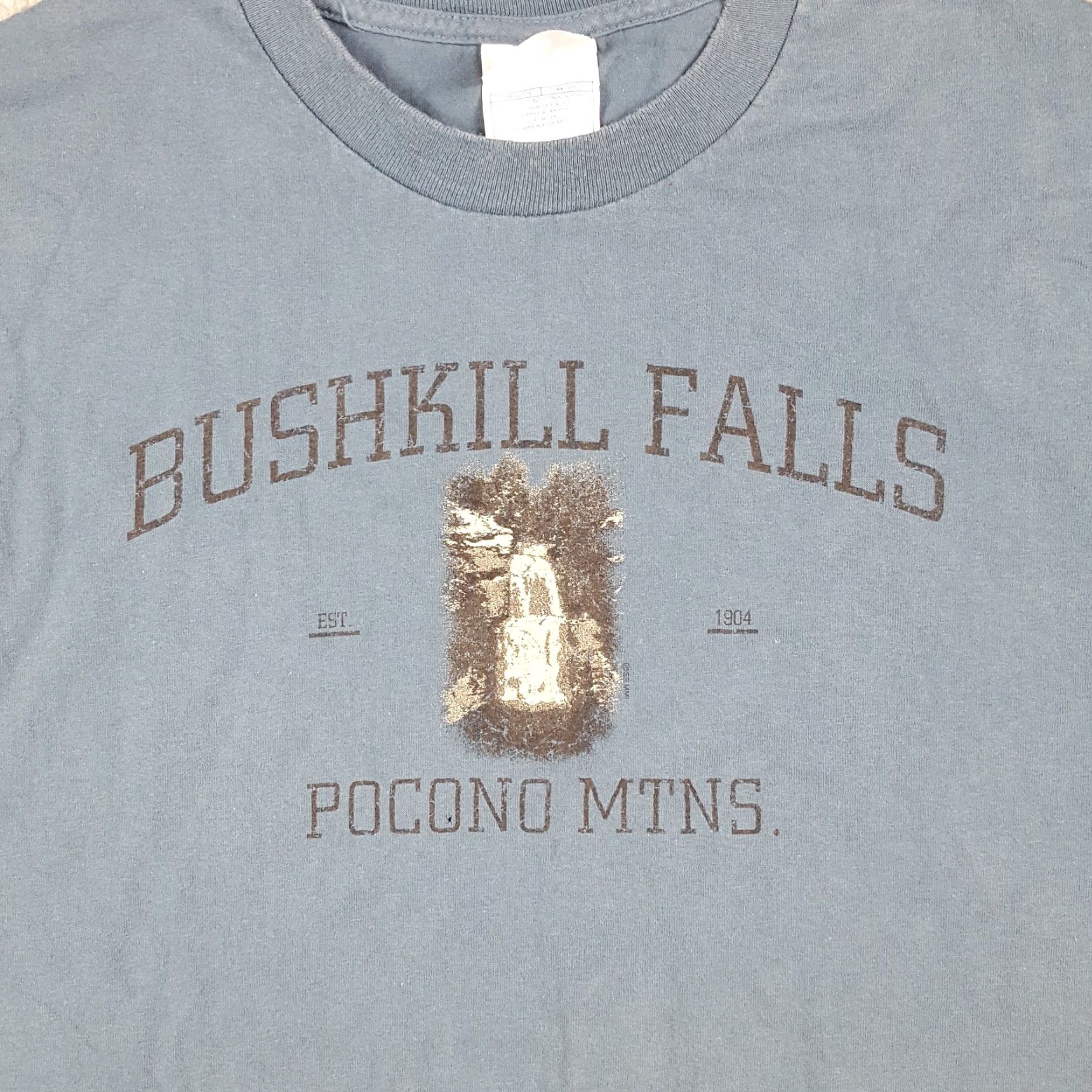 Etro VINTAGE 90s Bushkill Falls Pocono Mountains Outdoor Nature Men's XL T-Shirt Blue Cotton Retro Y2K Size US XL / EU 56 / 4 - 3 Thumbnail